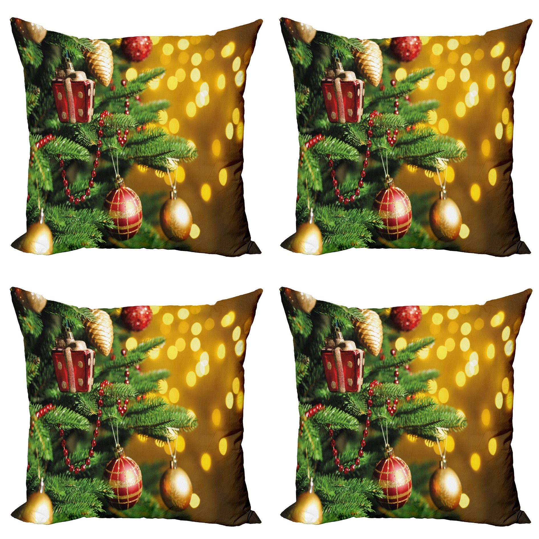 Kissenbezüge Modern Accent Doppelseitiger Digitaldruck, Abakuhaus (4 Stück), Weihnachten Close up Baum Unschärfe