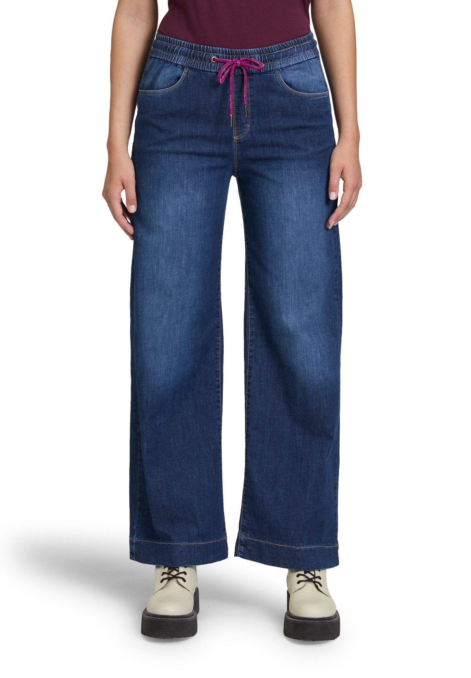 Slim-fit-Jeans Cartoon Damen Casual-Hose mit weitem Bein