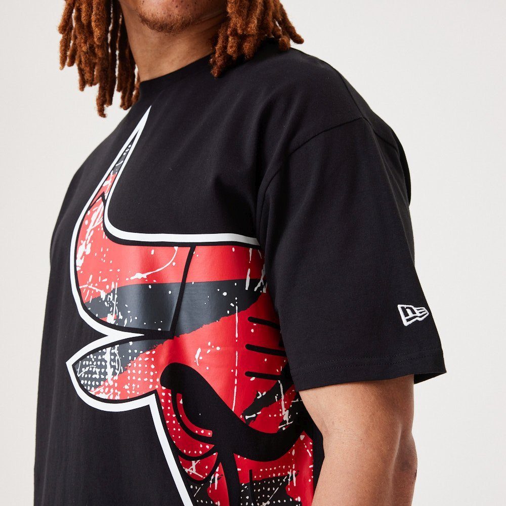 Era Distressed Print-Shirt New Oversized NBA Bulls Chicago