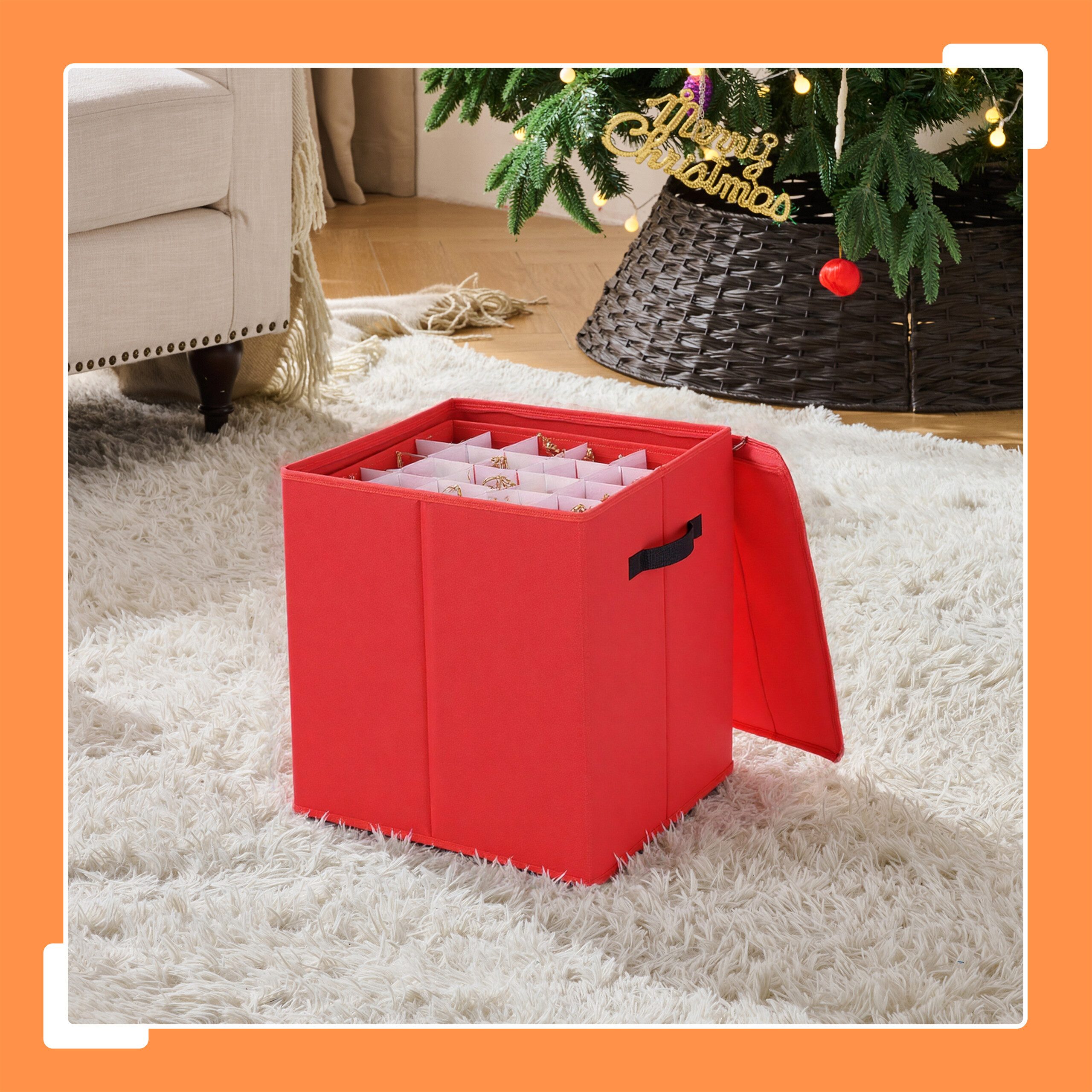 relaxdays Aufbewahrungsbox Weihnachtskugel Aufbewahrungsbox, rot günstig online kaufen