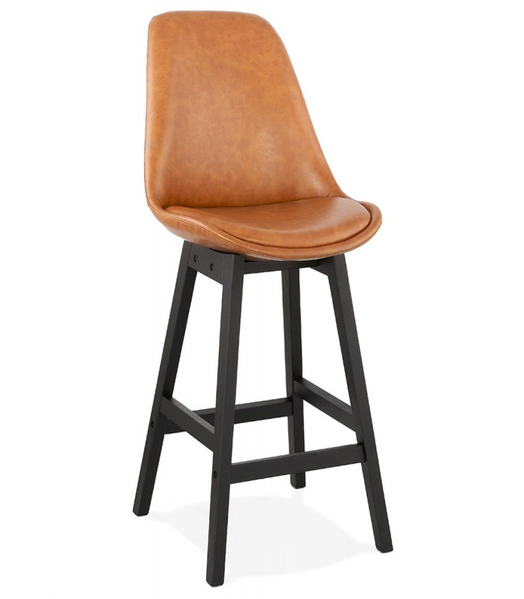 Barhocker Mittelhoher Snackhocker aus Holz mit Kunstleder Modernes Design