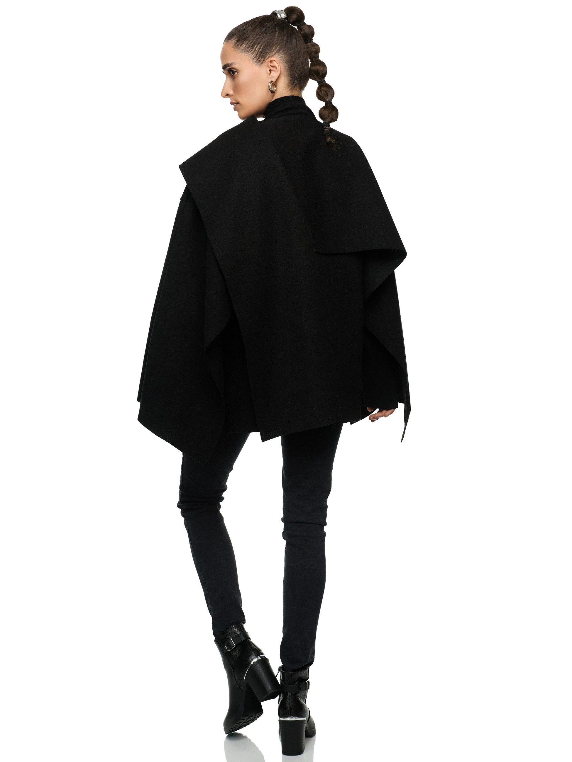Worldclassca Poncho Worldclassca Poncho Crop Jacke Elegant Umhang Oberteil Übergangsjacke Neue Kollektion - Stilvolle und gemütliche Mode für Damen