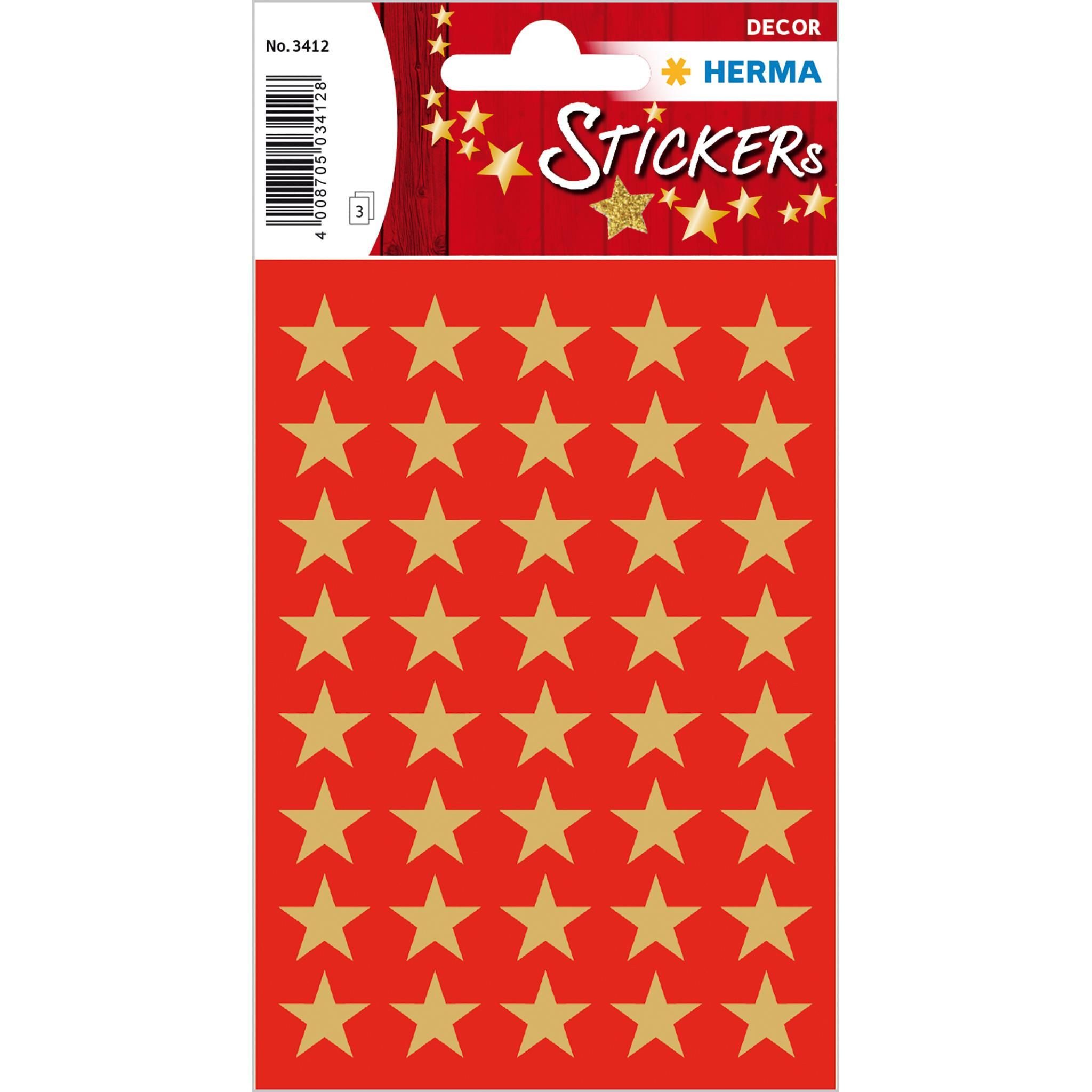 HERMA Sticker Herma Sticker DECOR Weihnachten Sterne gold Ø 13 mm 3 Bl