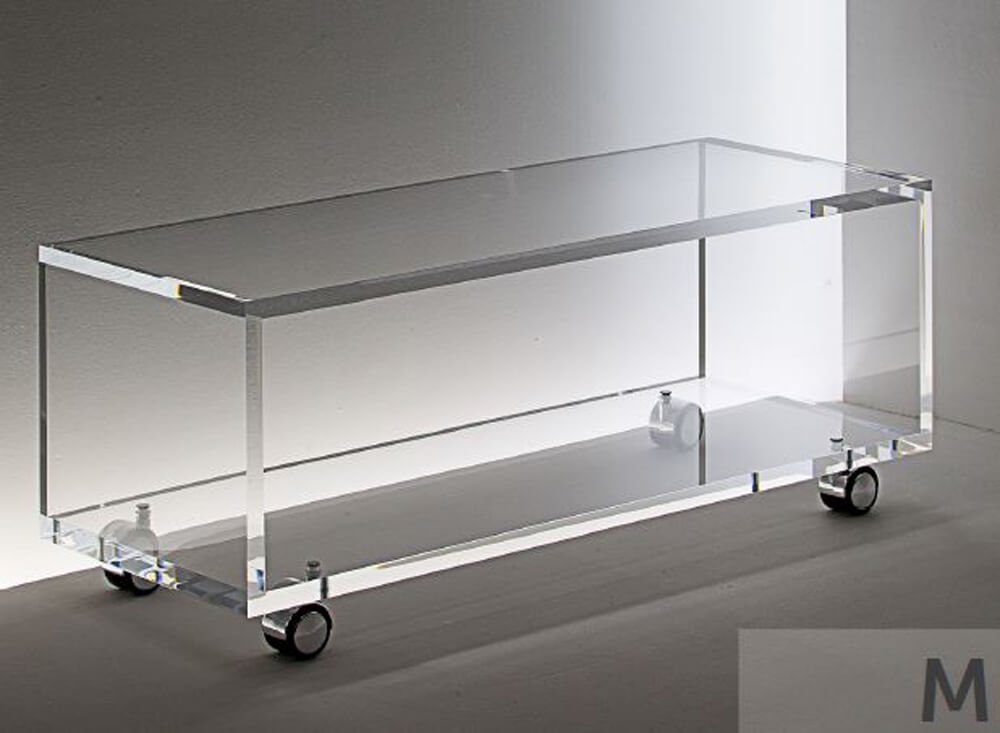 Design Objekte Rollcontainer Acryl TV-Rollwagen Eckige Ausführung Classico, Acryl mit extrem hohem Makrolon-Anteil
