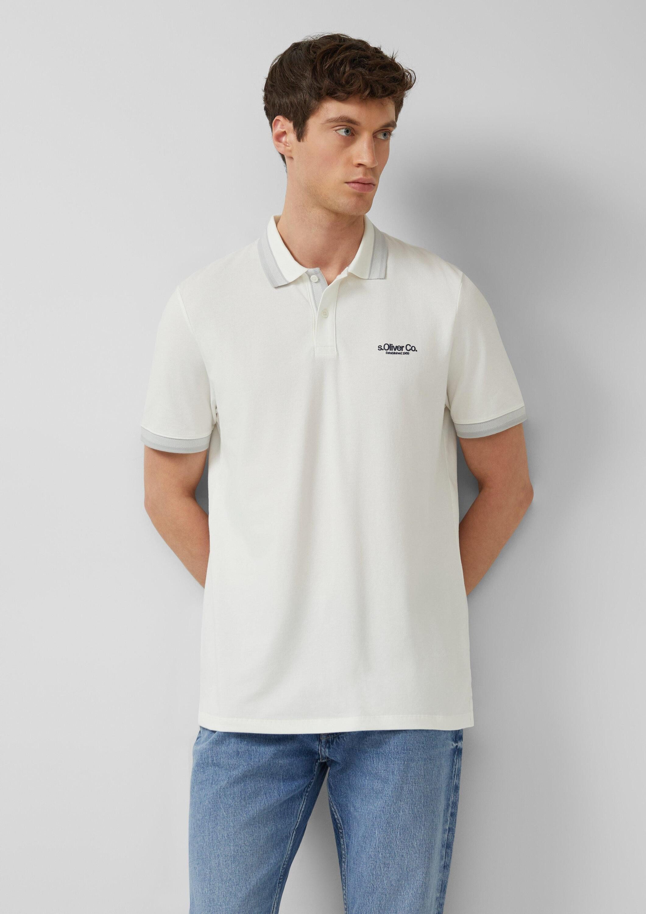 s.Oliver Kurzarmshirt Polo-Shirt Poloshirt aus Piqué mit Kontrast-Details