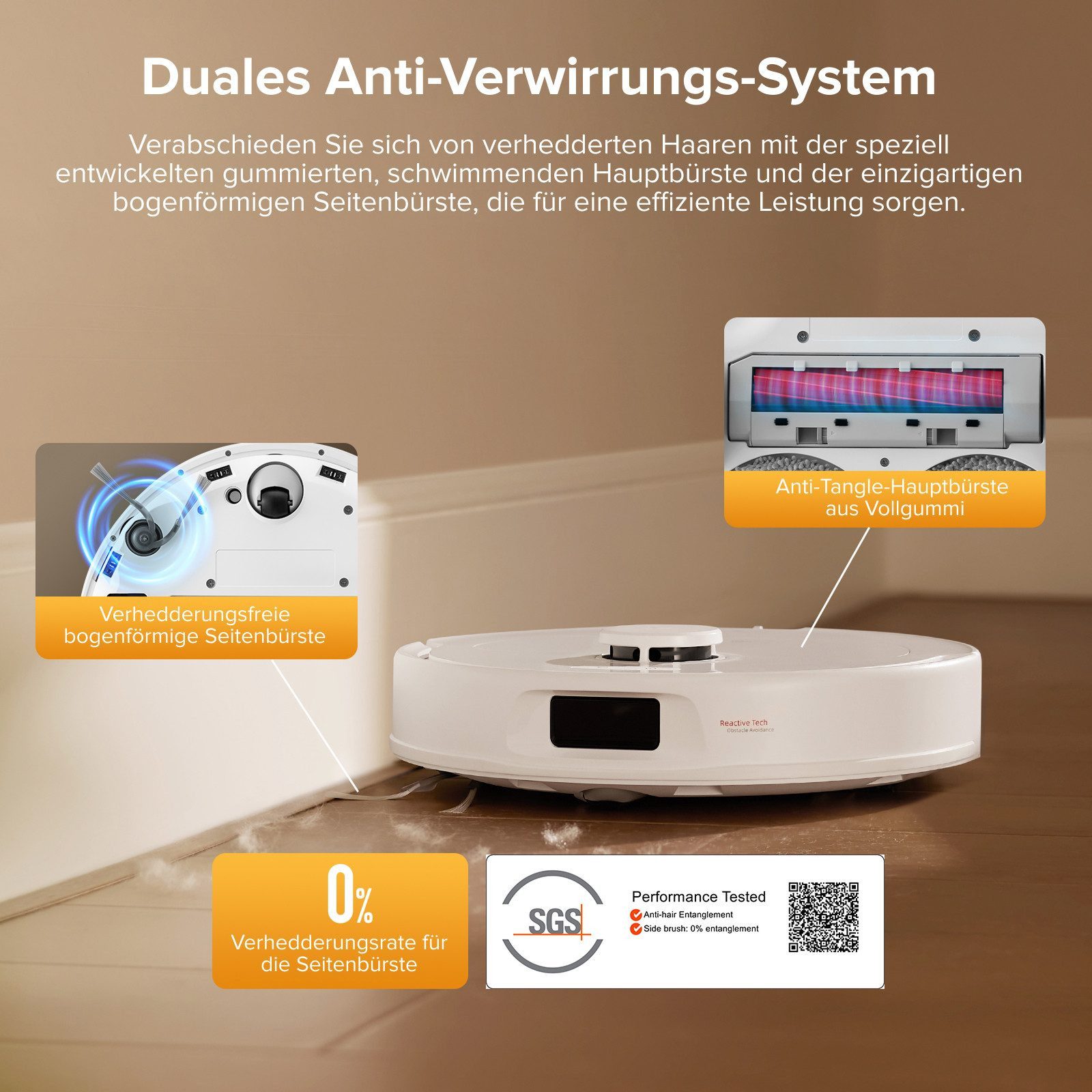 Roborock Saugroboter QV 35S (Upgrade von Qrevo Plus)Saugkraft Saugroboter mit Wischfunktion, Anti-Tangle-Bürsten, Anhebbare Schleudermopps, Intelligente Hindernisvermeidung, 10.000 Pa HyperForce Saugkraft,Multifunktions-Dockingstation weiß