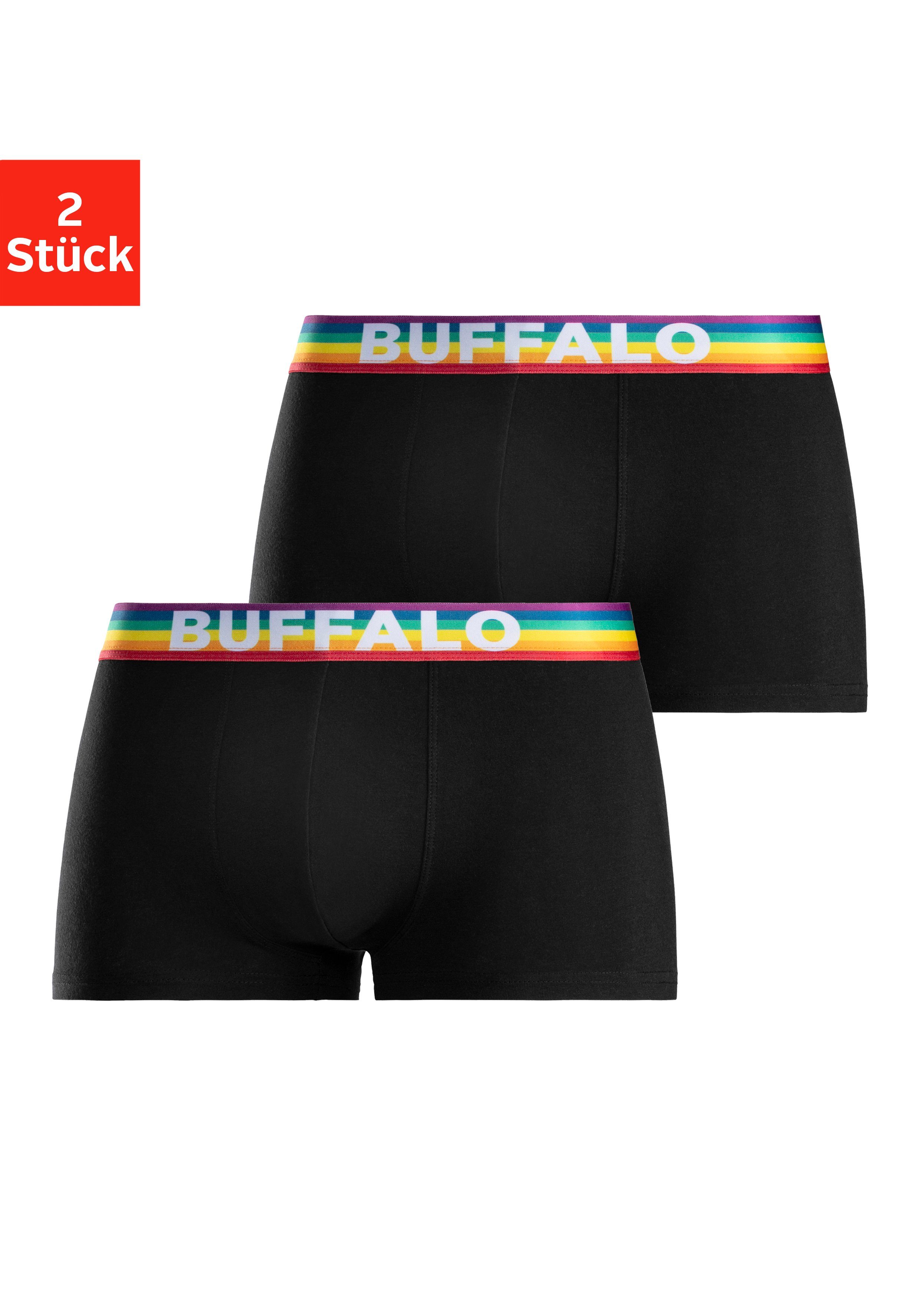 Buffalo Boxershorts PRIDE (Packung, 2-St) in Hipster-Form mit Webbund in  Regenbogenfarben