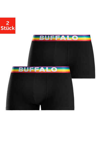 Buffalo Boxershorts PRIDE (Packung, 2-St) in Hipster-Form mit Webbund in Regenbogenfarben