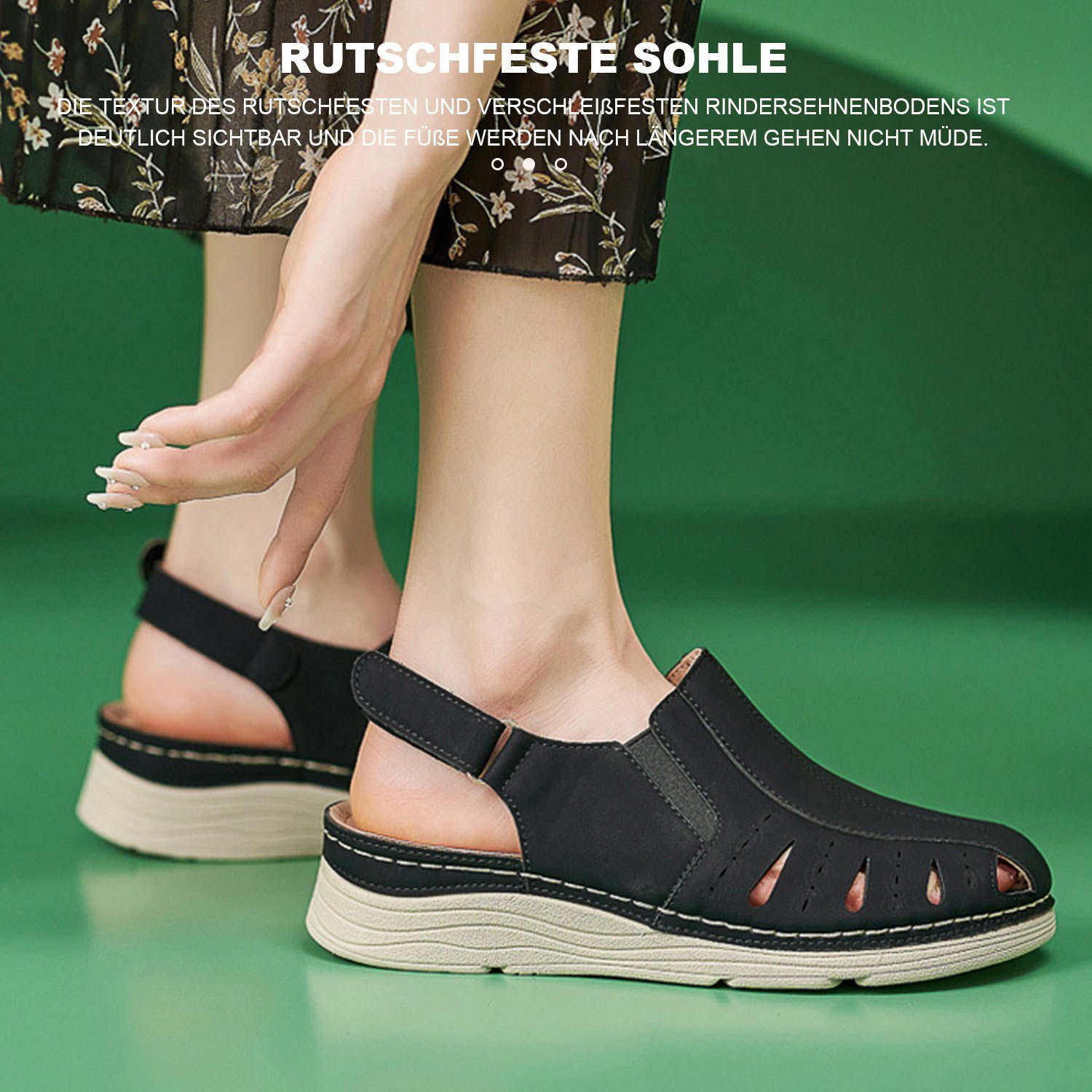 Schwarz Damen Frauen Schuhe Sandalen Sandalette Casual Geschlossene Daisred