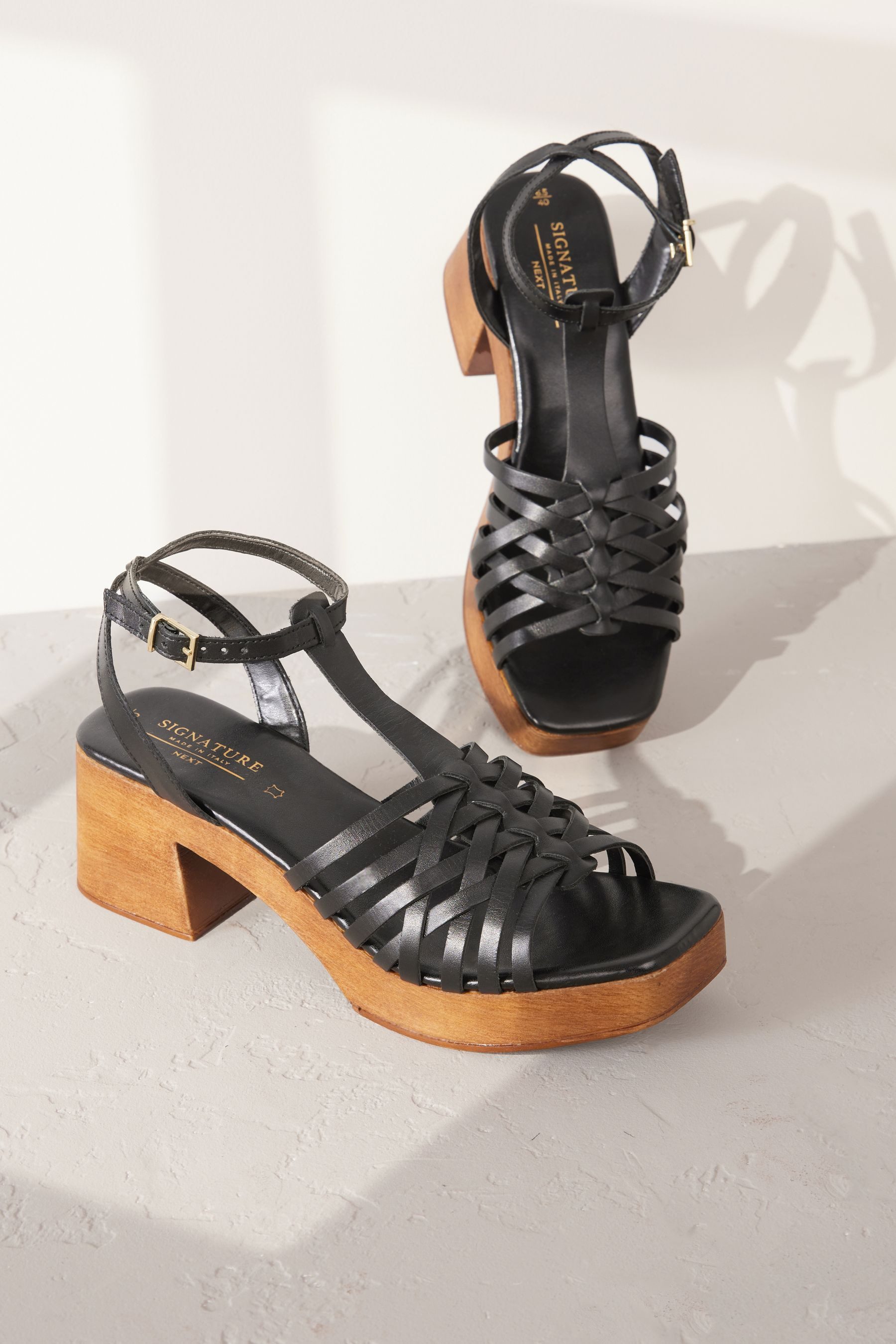 Next Signature Clog-Ledersandalen mit Blockabsatz Clog (1-tlg)