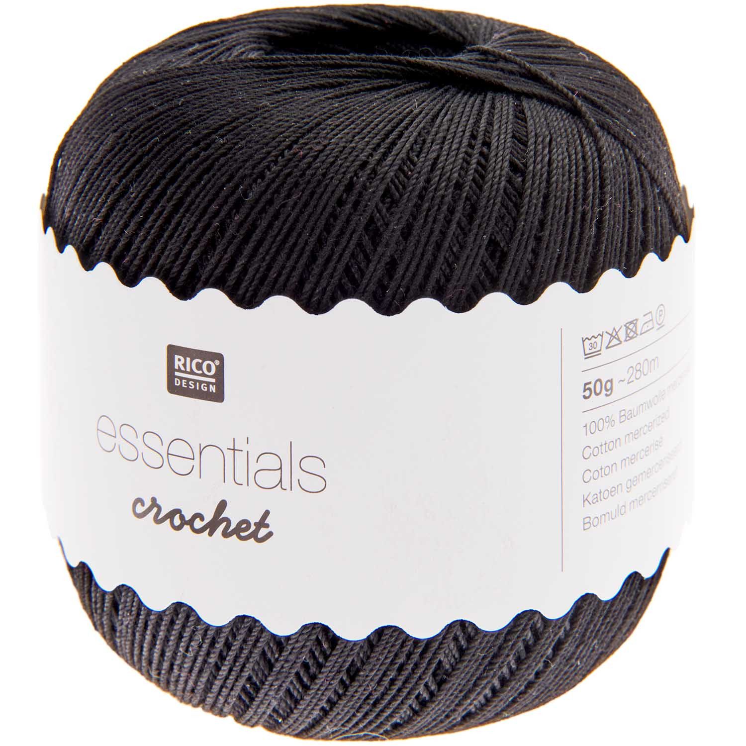 Rico Design Essentials Crochet Häkelgarn Baumwolle Stärke 10 zum Filet - Häkeln Häkelwolle, 280,00 m (Filethäkelgarn, dünnes Baumwollgarn), mercerisiert