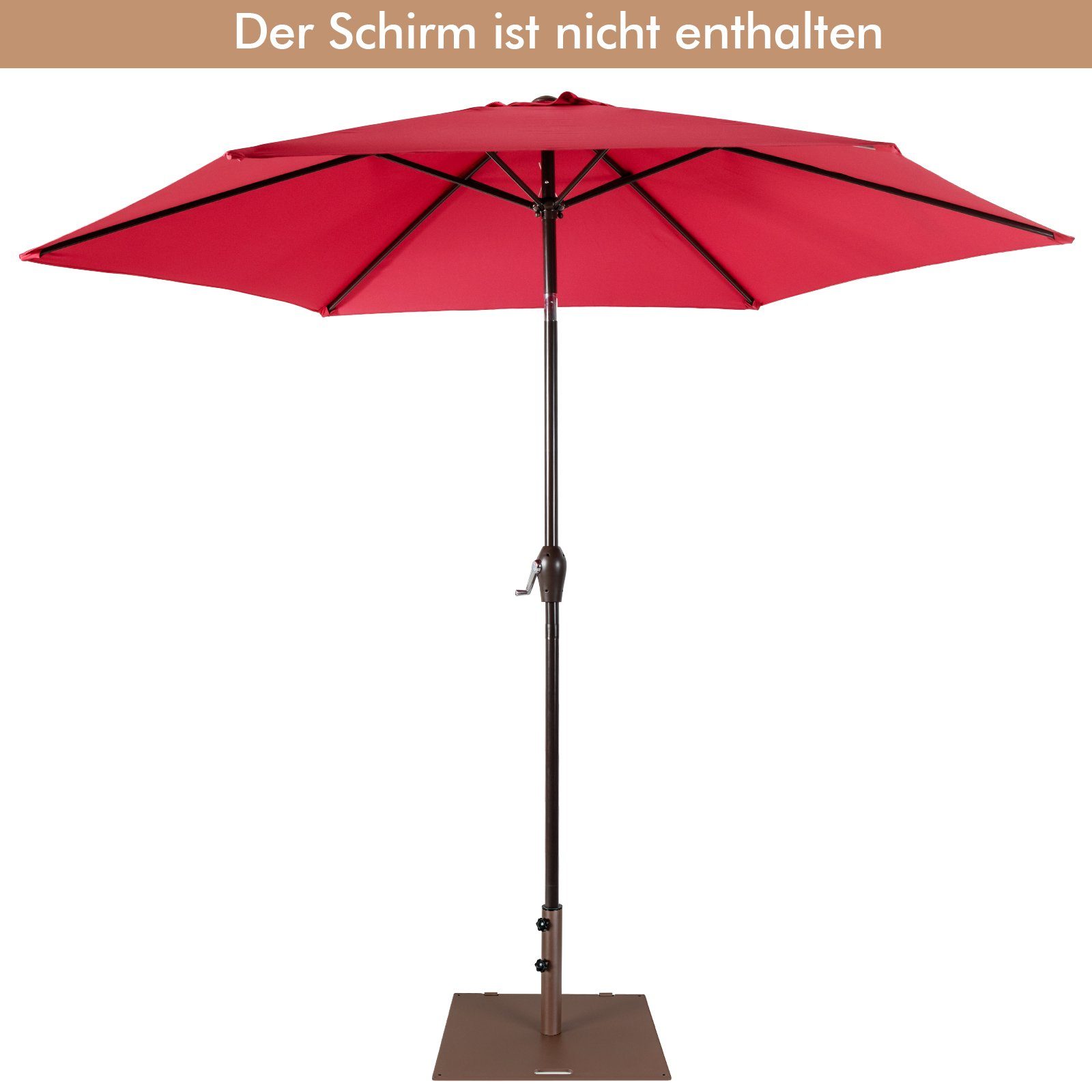 COSTWAY Schirmständer, 60cm quadratisch Rädern Griff & mit