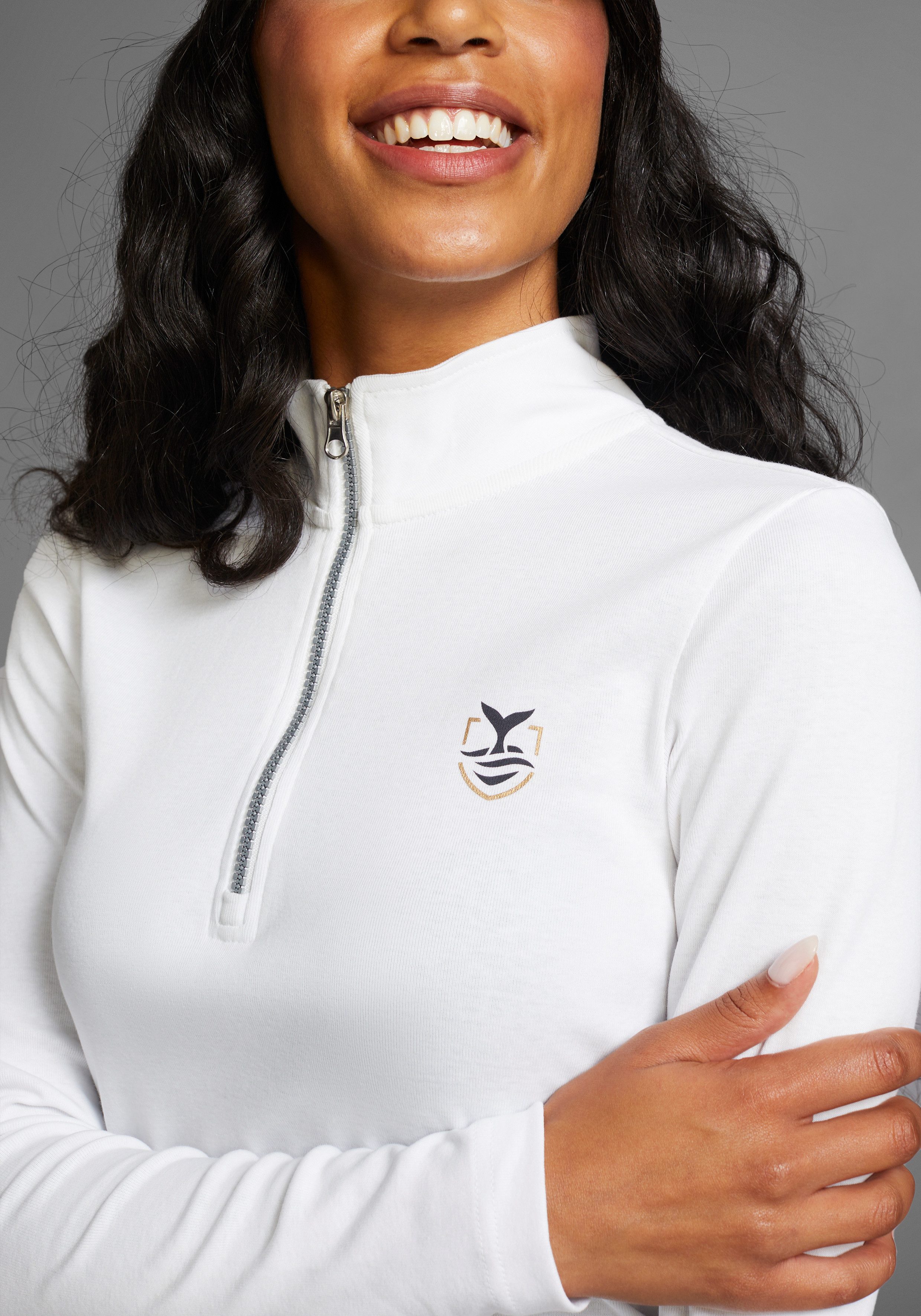 DELMAO Langarmshirt mit Troyer-Kragen günstig online kaufen