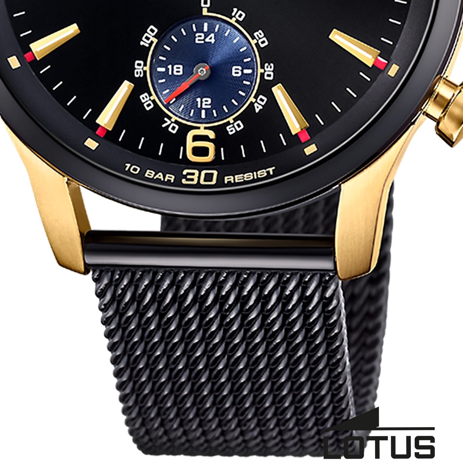 Lotus Chronograph Lotus Herrenuhr Edelstahl schwarz Lotus, (Chronograph), Herren Armbanduhr rund, groß (ca. 43mm), Edelstahl