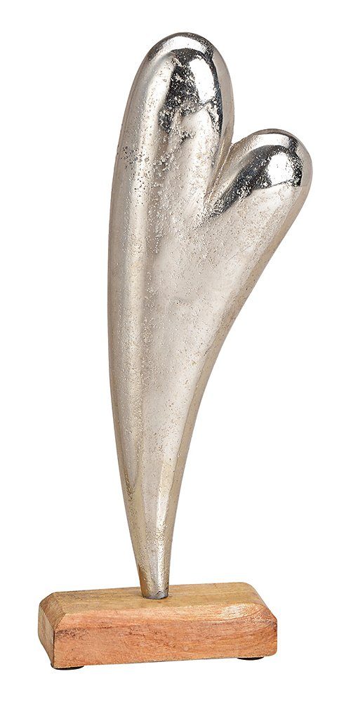 G.Wurm GmbH Dekofigur Herzfigur aus Alu auf Holzsockel, Skulptur, H 28 cm, Sammlerfigur, Herzfigur