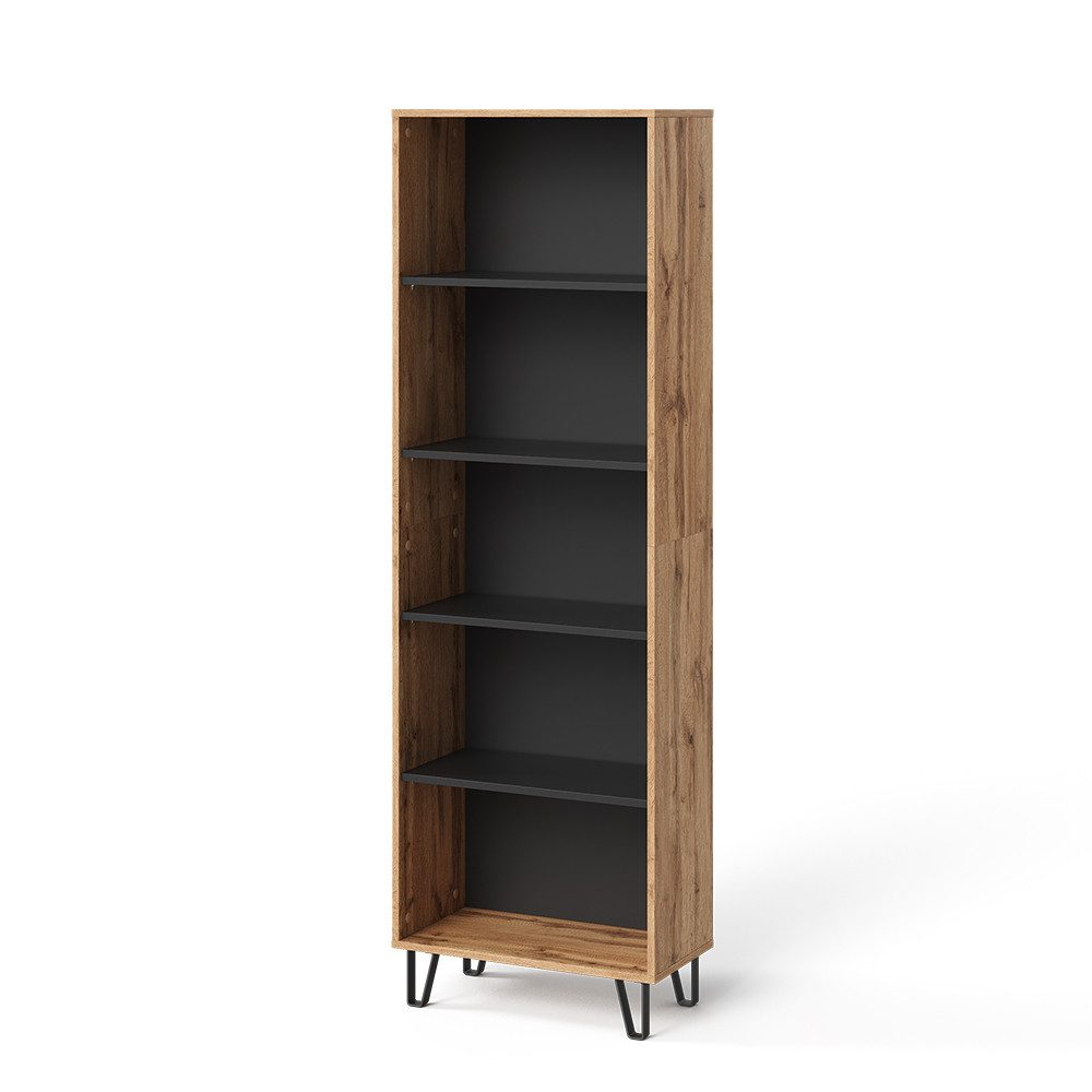 Vicco Bücherregal Amber, Eiche Wotan/Schwarz, 60 günstig online kaufen