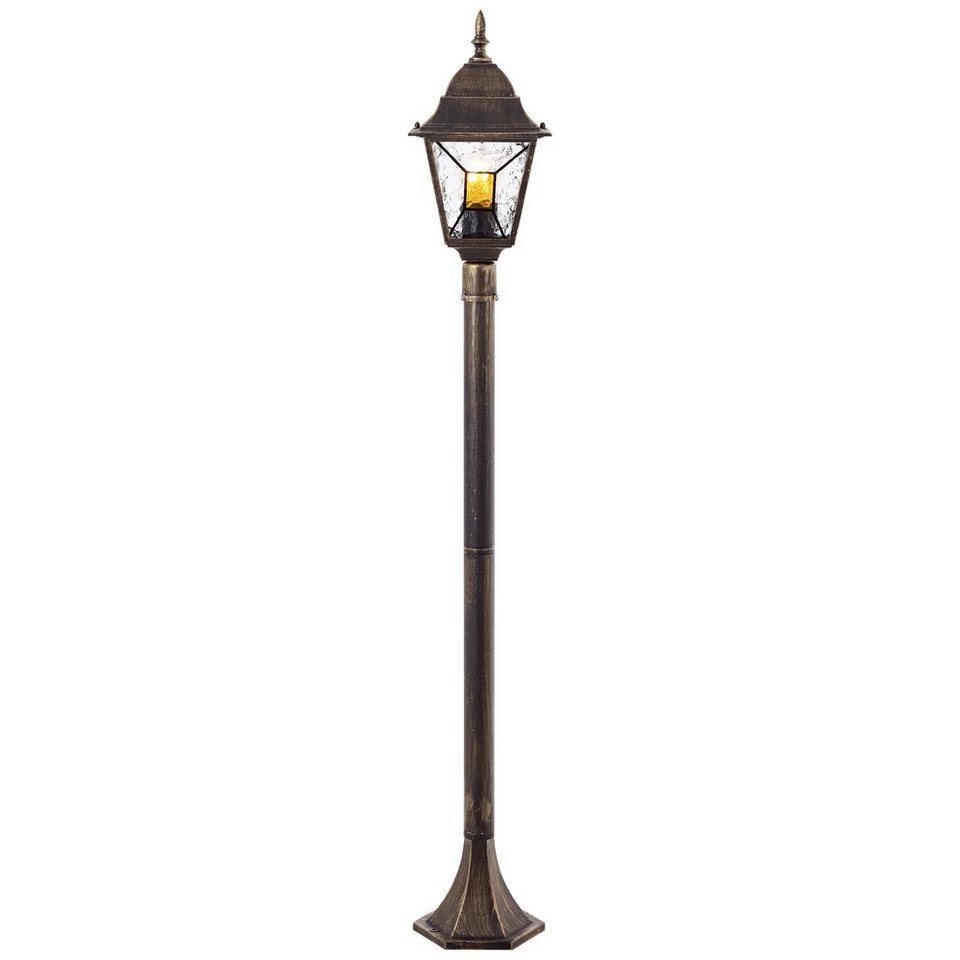 Brilliant Außen-Stehlampe Janel, Janel Außenstandleuchte 120cm schwarz gold  1x A60, E27, 60W, geeigne, Dimmbar bei Verwendung geeigneter Leuchtmittel  und Dimmer