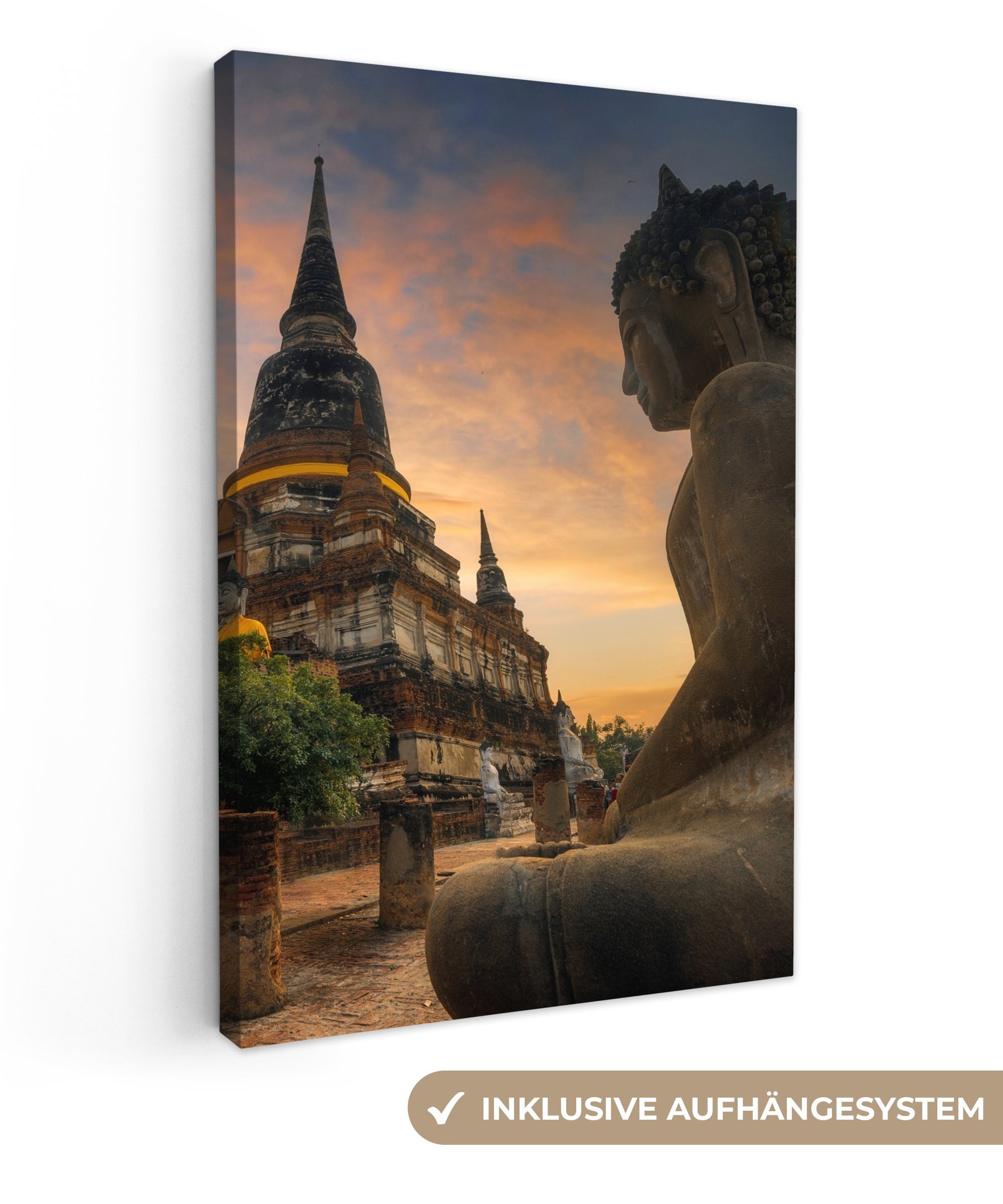 OneMillionCanvasses® Leinwandbild Tempel - Sonnenuntergang - günstig online kaufen