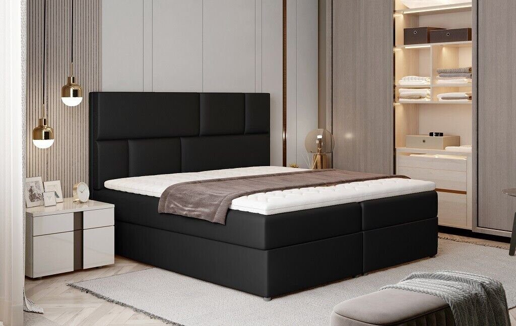 JVmoebel Bett, Luxus Designer Polsterbett Bett Betten Designerbett Boxspring Schwarz