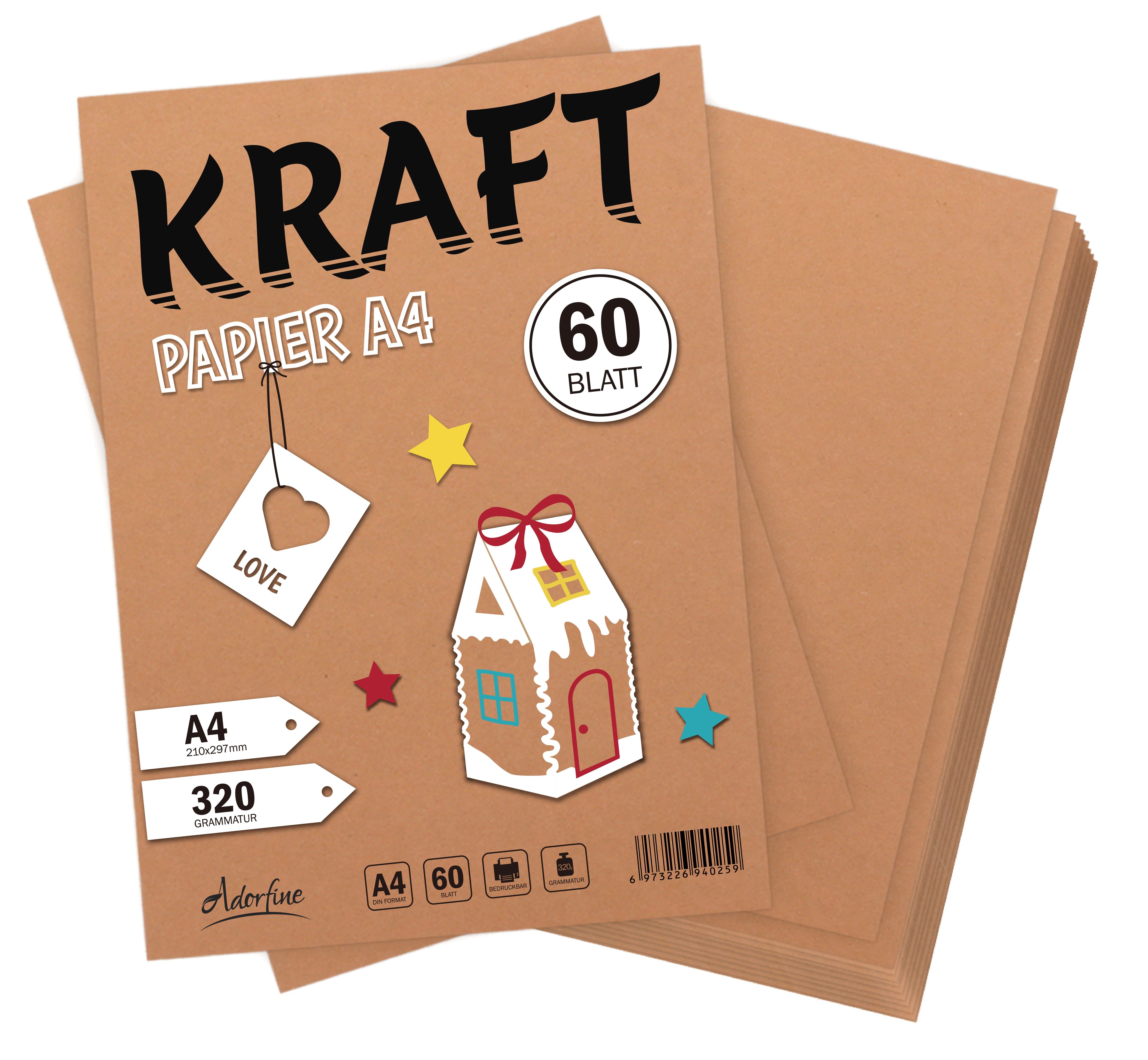 Kraftpapier 60er-Pack Kraftpapier Hochzeit für Homewit