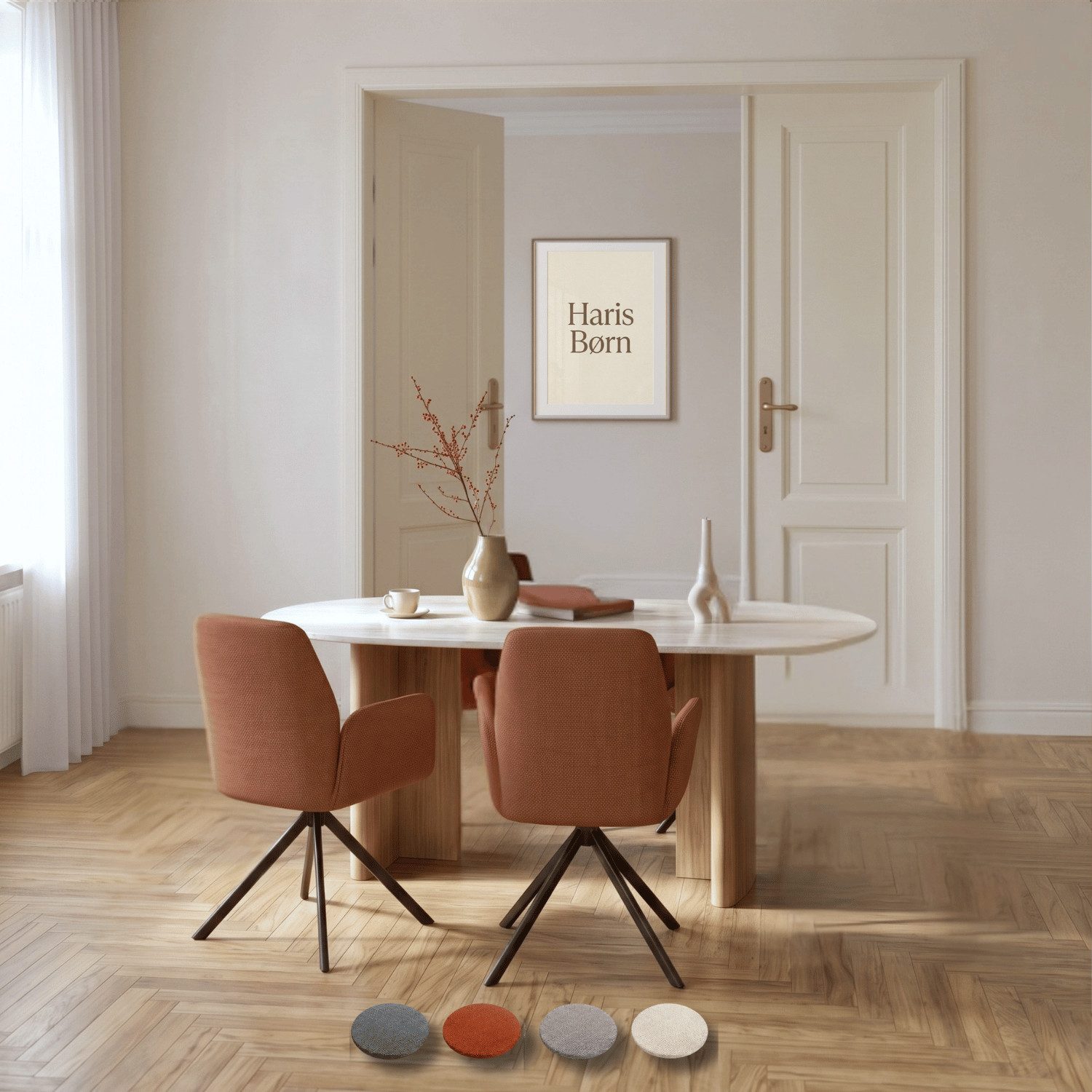 Haris Børn Esszimmerstuhl Armlehnstuhl drehbar - Polsterstühle für Esszimmer (Set, 2 St), Premium Esszimmerstühle drehbar & Esstisch Stühle - Drehstuhl