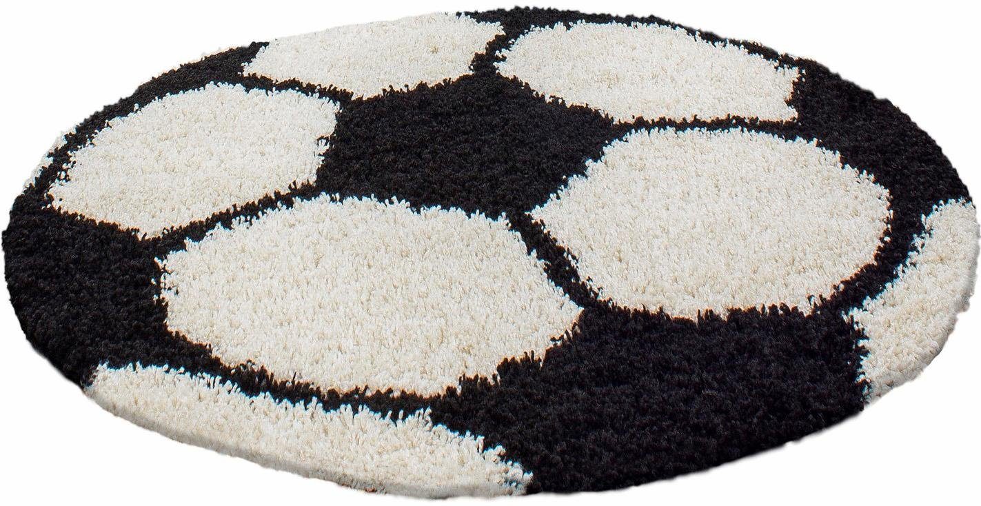 Ayyildiz Teppiche Kinderteppich Fun 6001, rund, Höhe: 30 mm, robuster Kurzflor, Fussball, Kinderzimmer