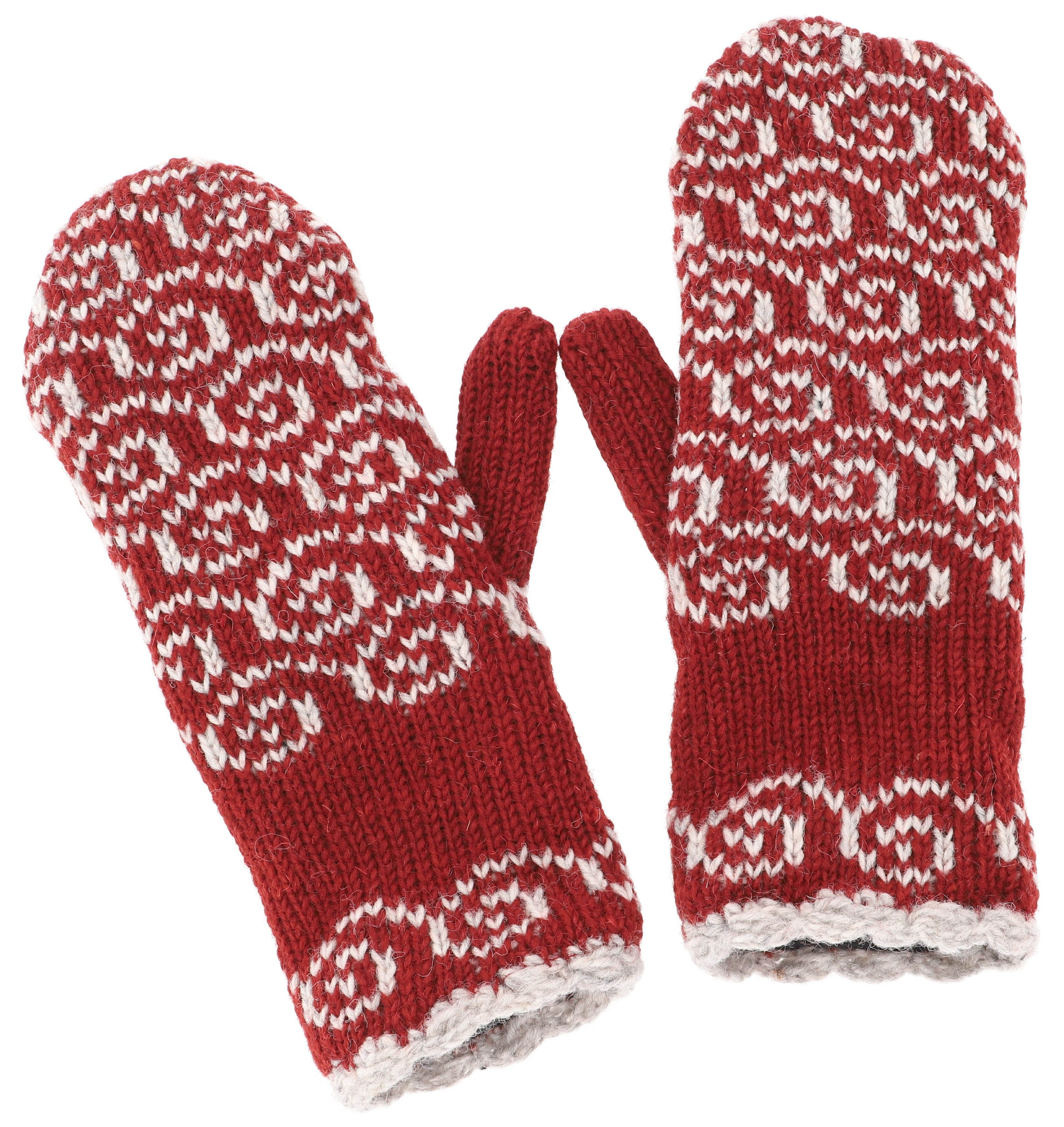 Strickhandschuhe Wollhandschuhe mit Jaquardmuster, Boho..