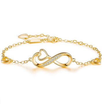 Limana Goldarmband verstellbar 925 Sterling Silber Gold Undenlichkeit-Symbol Herz Armband (inkl. Geschenkdose), Frauen Liebe Geschenk Idee Liebesgeschenk