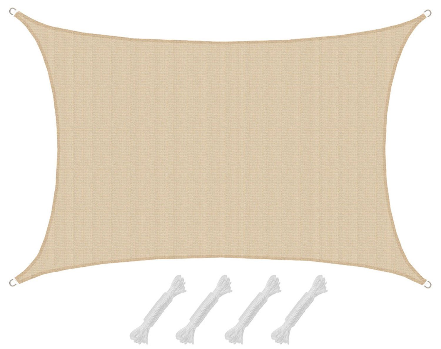 AMANKA Sonnensegel mit UV Schutz - 6 x 4 m Winddurchlässig für Garten, Terrasse & Balkon, Wasserdurchlässiges HDPE Sonnenschutzsegel - Überdachung Rechteckig