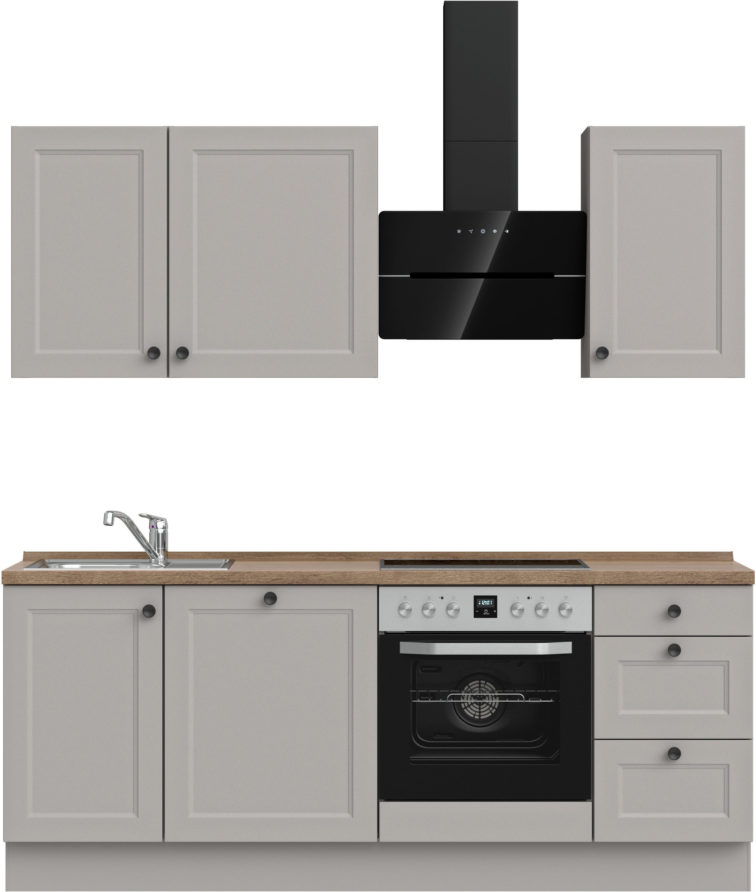 nobilia® Küchenzeile "Cascada II", NEU: individuell anpassbar mit gratis Profi-Beratung, vormontiert, Breite 210 cm, Ausrichtung wählbar, wahlw. mit E-Geräten