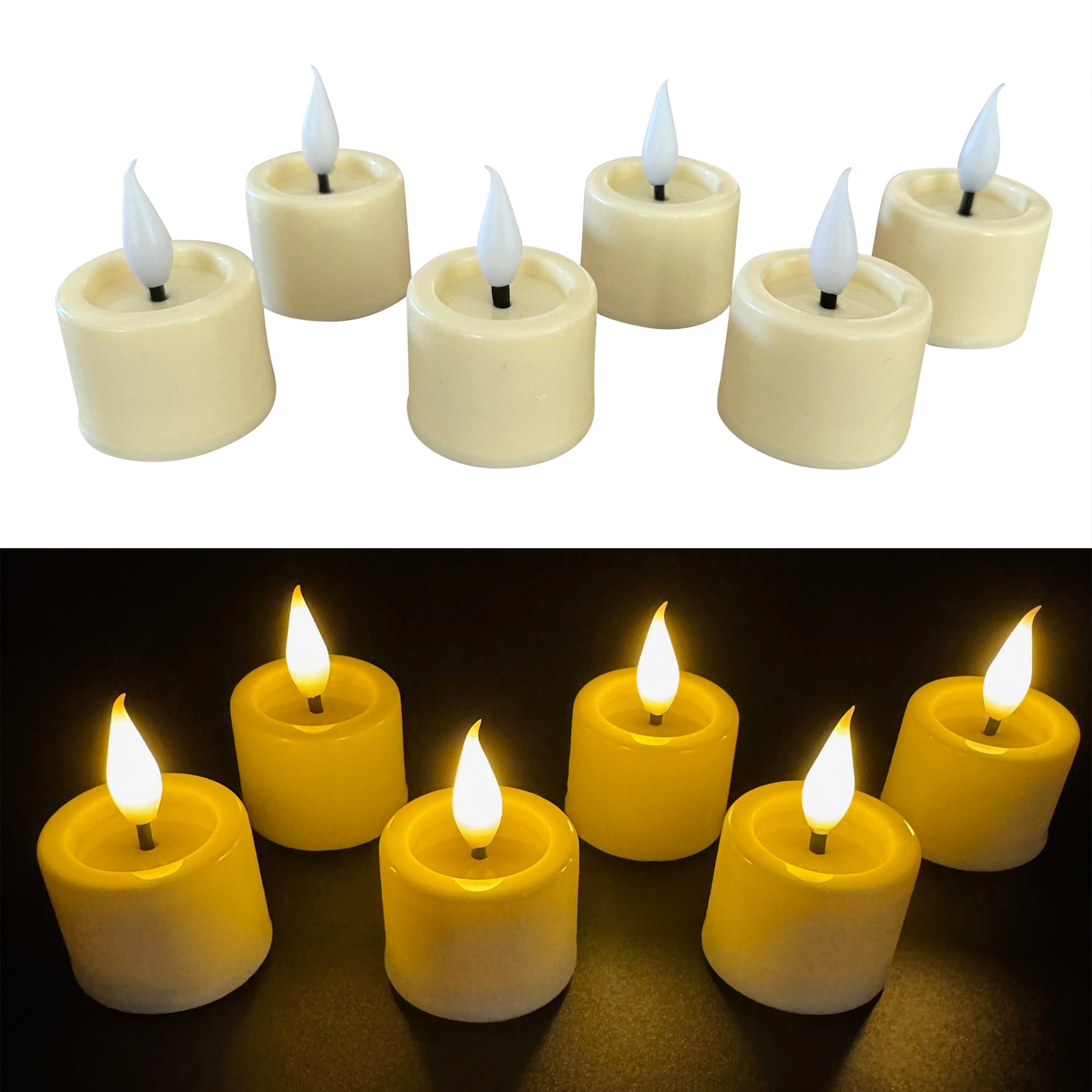 LED-Kerze 6er Set LED Teelichter mit spiegelnder Flamme, Fernbedienung und Timer