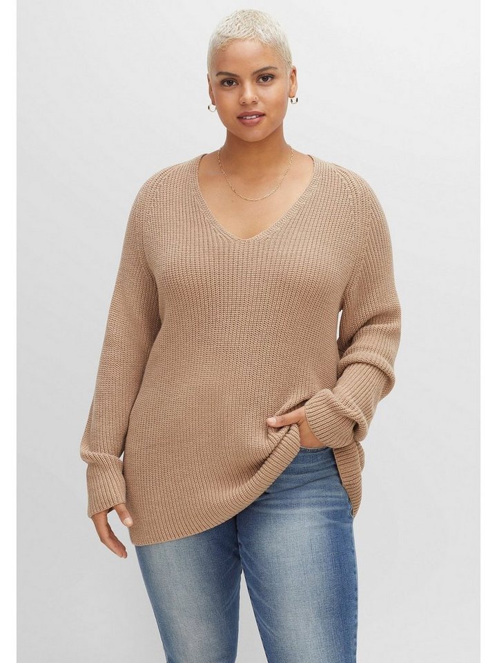 Sheego V-Ausschnitt-Pullover Große Größen mit Kaschmir, in leichter A-Linie,  Im Materialmix mit Wolle und Kaschmir