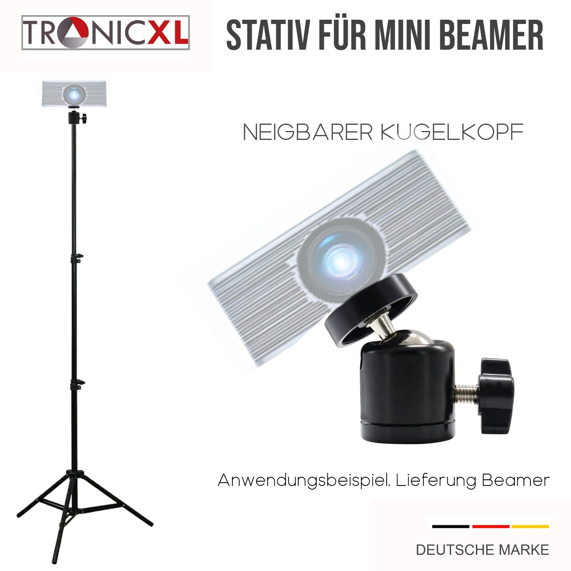 TronicXL Beamer-Standfuß 210cm Stativ Ständer für Mini Beamer Anker Nebula Capsule Halterung
