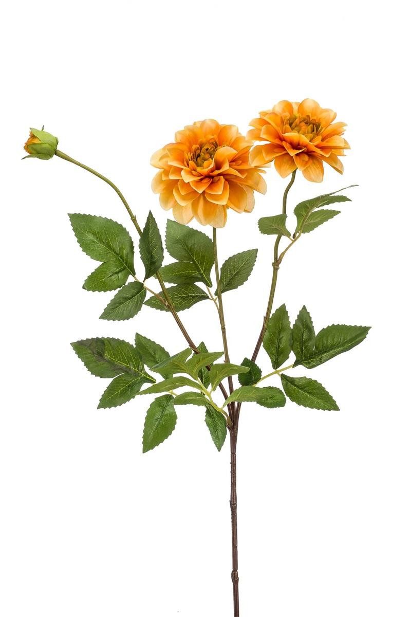 Kunstzweig Kunstblumen Zweig Dahlie Naxos mit Blüten, orange-gelb, 70cm Dahlie, artplants, Höhe 70.0 cm