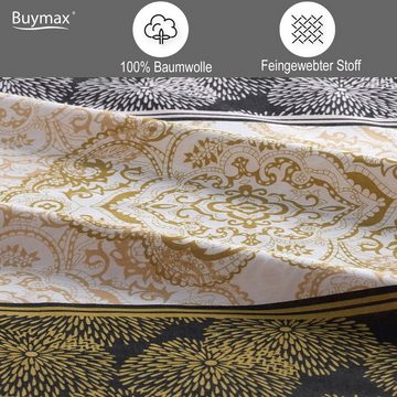 Bettwäsche, Buymax, Renforcé: 100% Baumwolle, 2 teilig, 135x200 cm, elegant, mit Reißverschluss, Bettwäsche-Set, Gold