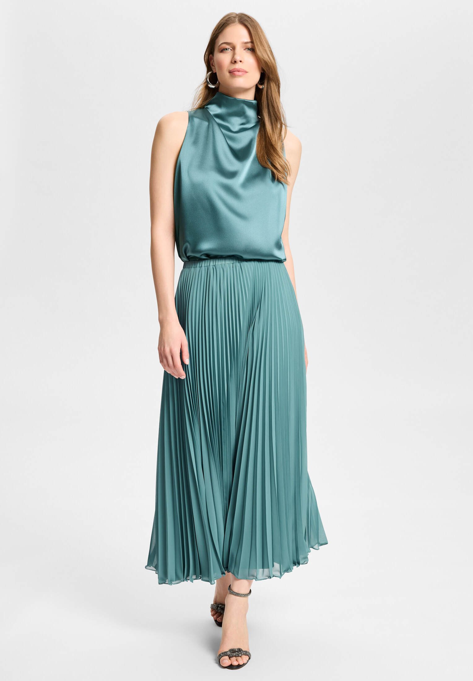 SWING Maxirock - Plisseerock aus Chiffon mit elastischem Bund