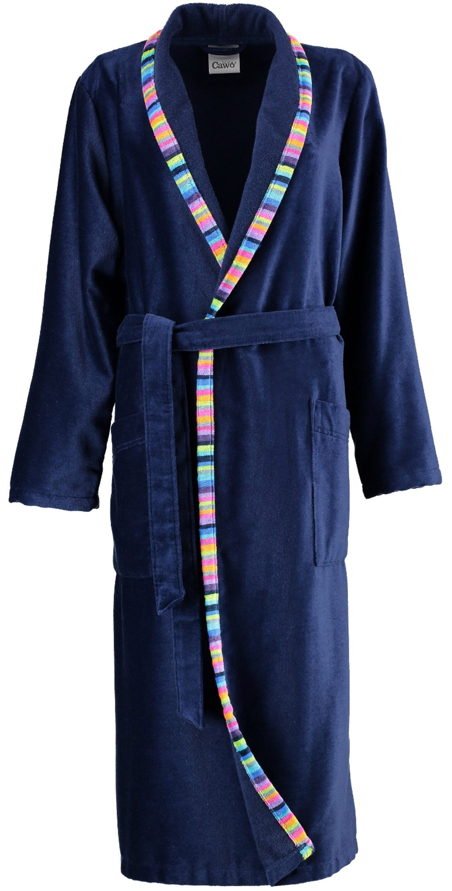 Cawö Home Damenbademantel Damen Bademantel mit Schalkragen, Midi, Baumwollmischung, Schalkragen, Ремни, Edles Design