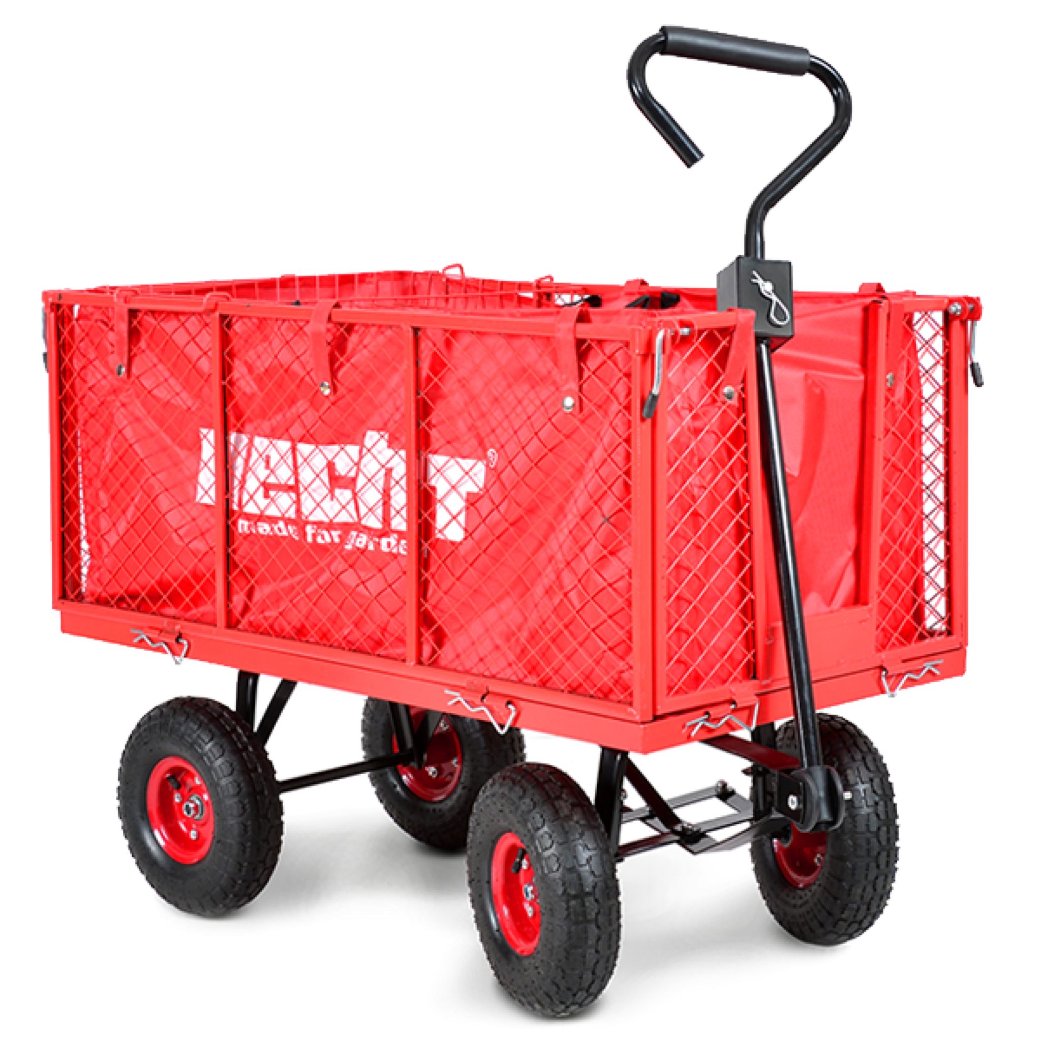 Hecht Bollerwagen Gitterwagen mit 12 Spanngummis klappbare Seitenwände, 250 kg belastbar, mit Innenplane und Ablagegitter