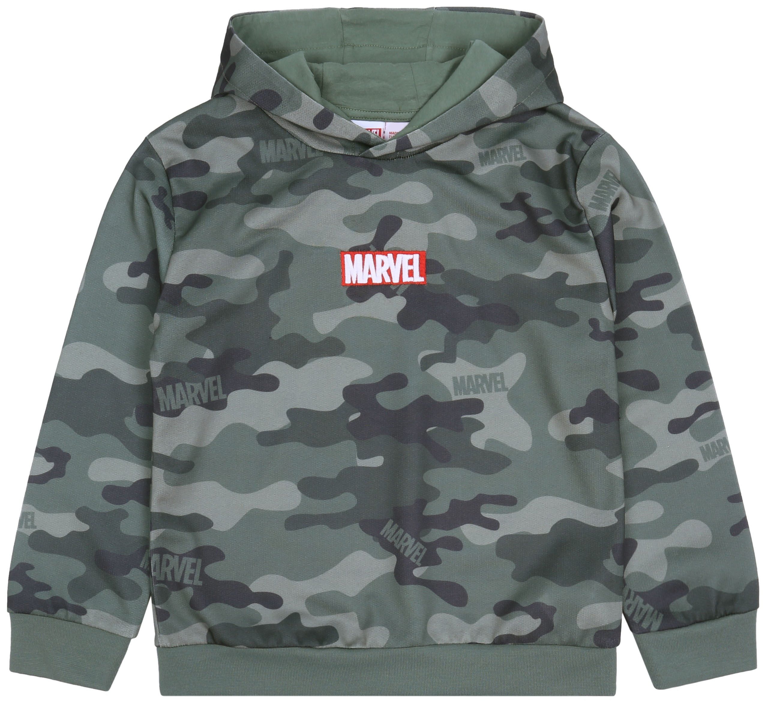MARVEL Kapuzensweatshirt Grüner Militär-Pullover mit Kapuze MARVEL 10-11 Jahre