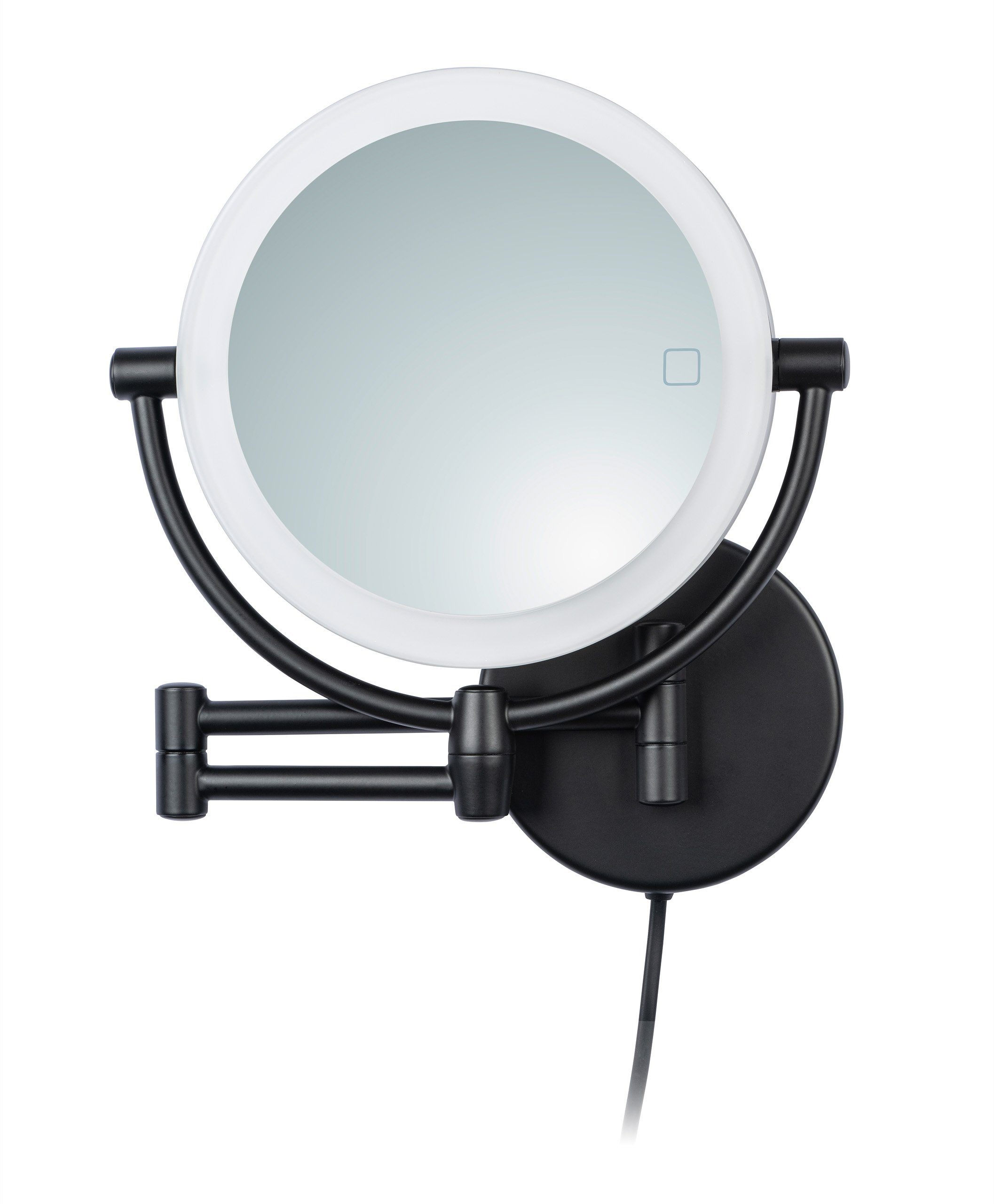 Libaro Kosmetikspiegel 360° / Vergrößerung LED 5x Dimmer 2-seitig Modena, schwarz 10x Kosmetikspiegel
