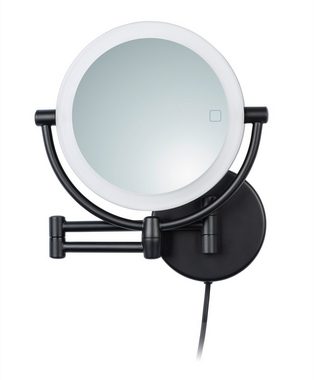 Libaro Kosmetikspiegel Modena, LED Kosmetikspiegel 2-seitig schwarz 360° Dimmer 5x / 10x Vergrößerung