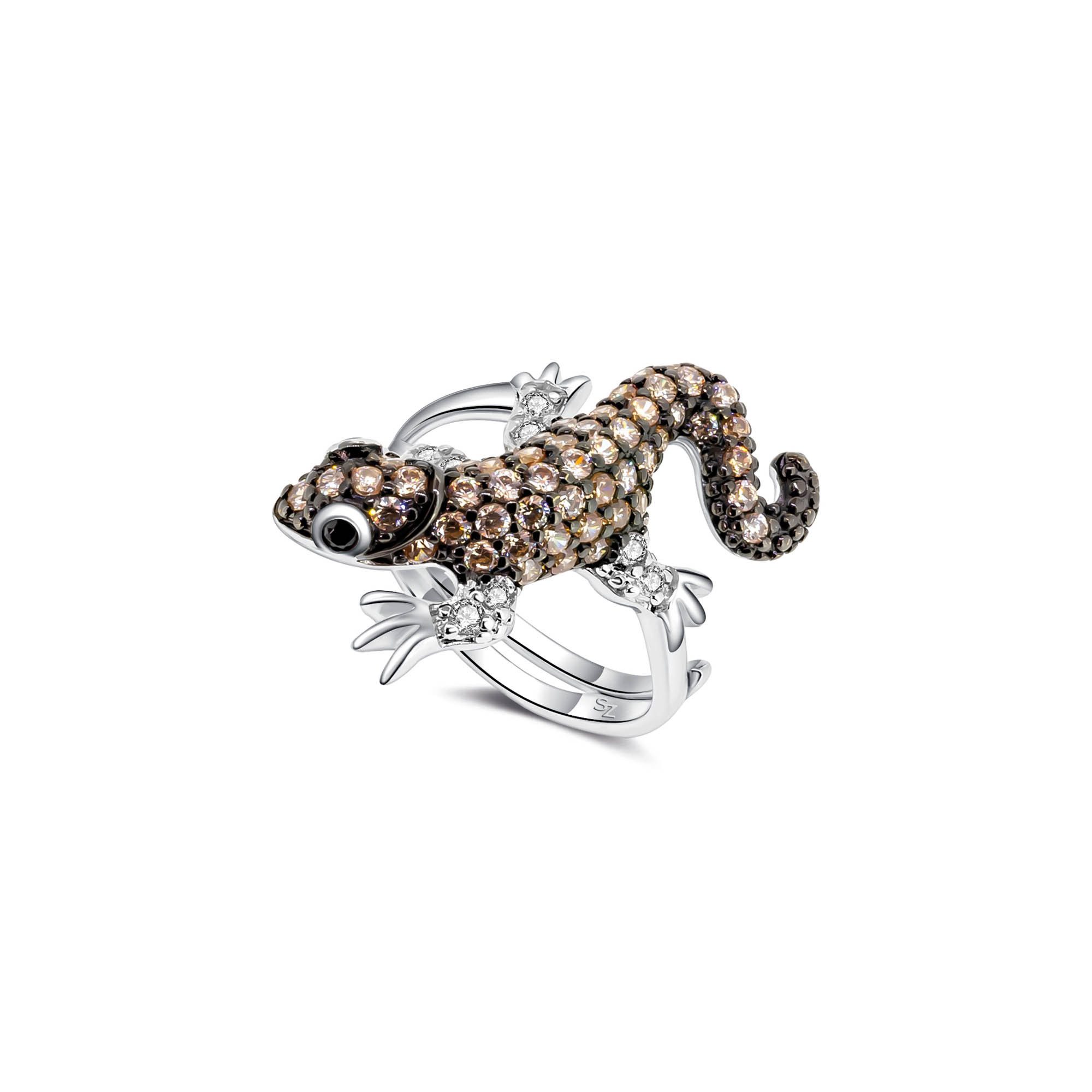 Seinerzeit FLORA & FAUNA Silberring Sülo Salamander Ring (1-tlg), Material: 925 Sterling Silber, rhodiniert, geschwärzt