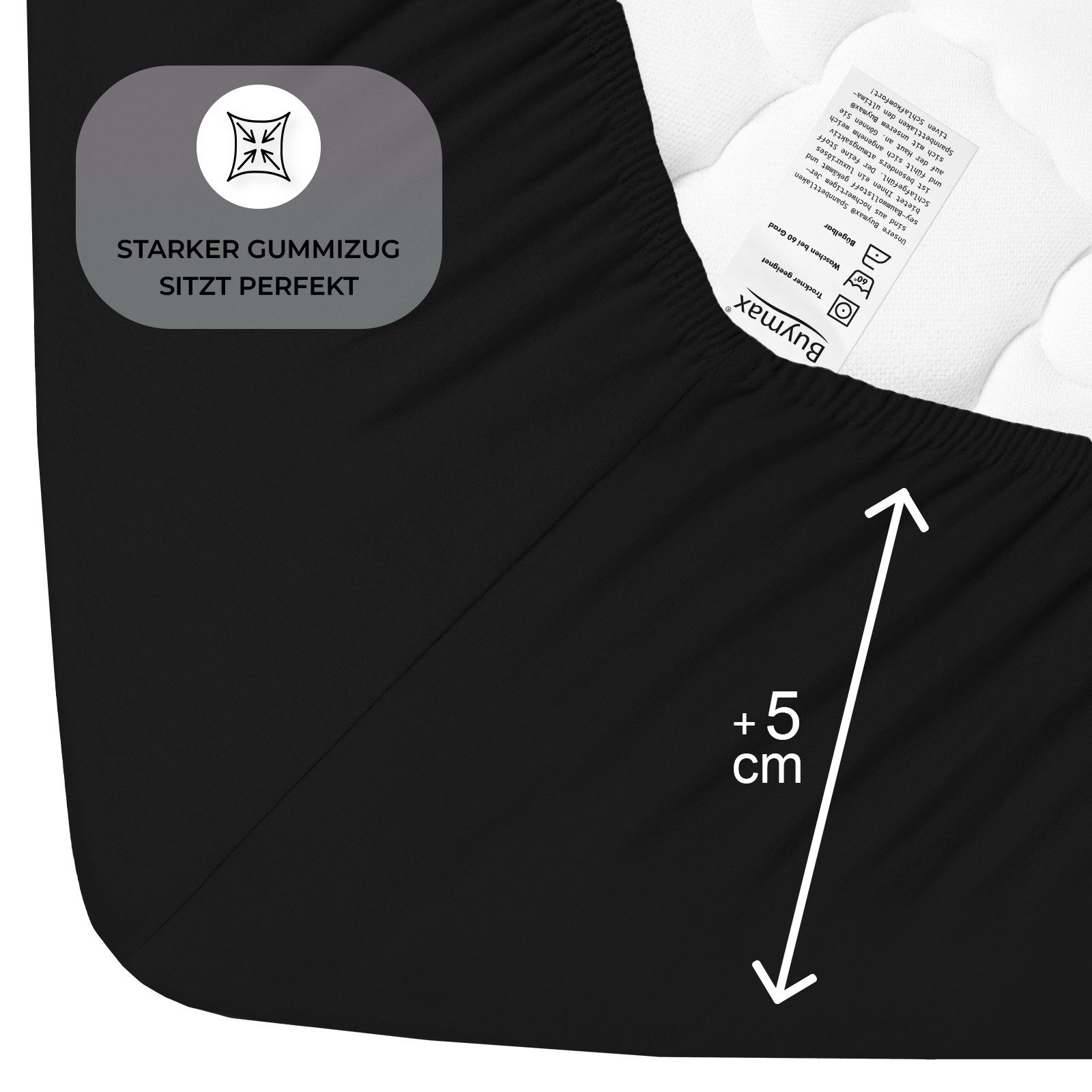 Buymax Spannbettlaken Buymax Jersey aus 100% Baumwolle, Jersey, Gummizug: Rundumgummi, (1 Stück), Pflegeleicht und Atmungsaktiv in Verschiedenen Farben und Größ – Bild 4 von 5