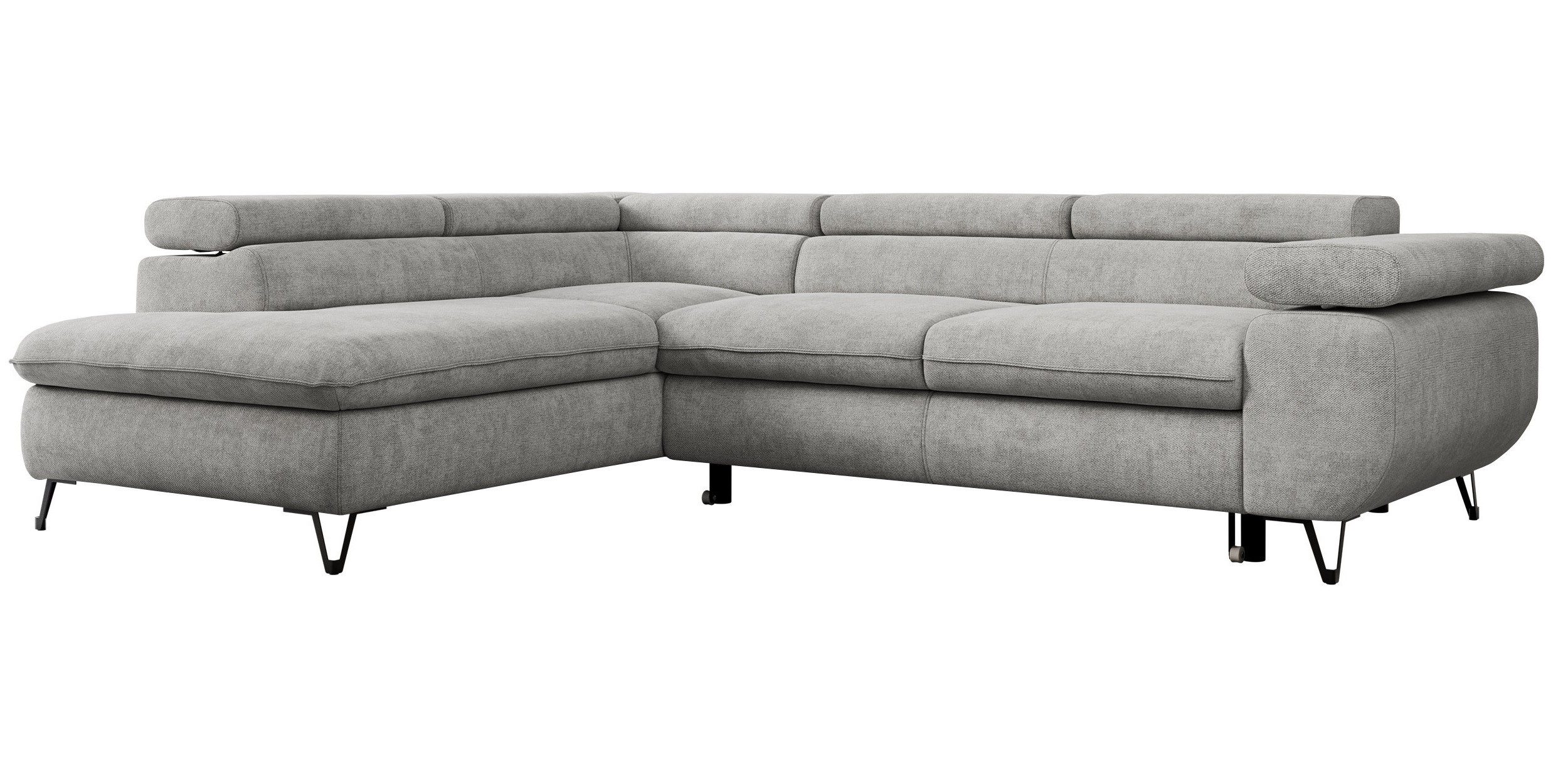 MKS MÖBEL Ecksofa PETER L, Set, Ecksofa L-form, HR35-Schaum, Wellenfederkern, Bettfunktion, Einstellbare Kopfstützen, Bettkasten