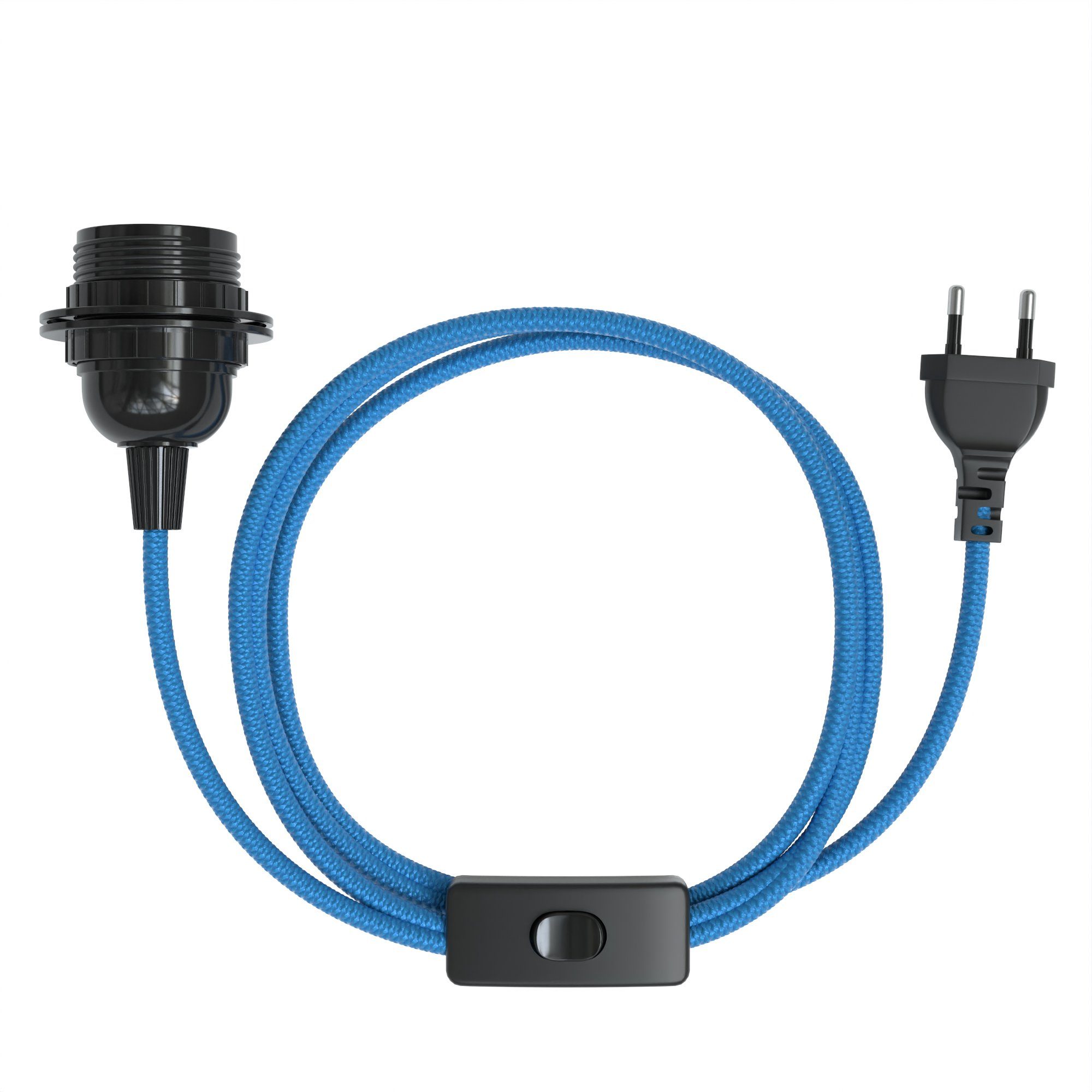 EAZY CASE Lampenfassung 3x E27 Lampensockel 5m Kabel & Schalter DIY Lampen, (1-St), Lampenaufhängung für Pendelleuchten E27 Fassung 5m Lampenkabel Blau