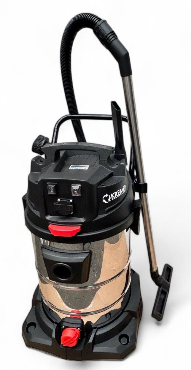 DeTec. Nass-Trocken-Sauger Industriesauger 2400 Watt Nass-/Trockensauger 65 Liter, 2400,00 W, 65-Liter-Edelstahltank, 2 Motoren mit je 1200W und Steckdose