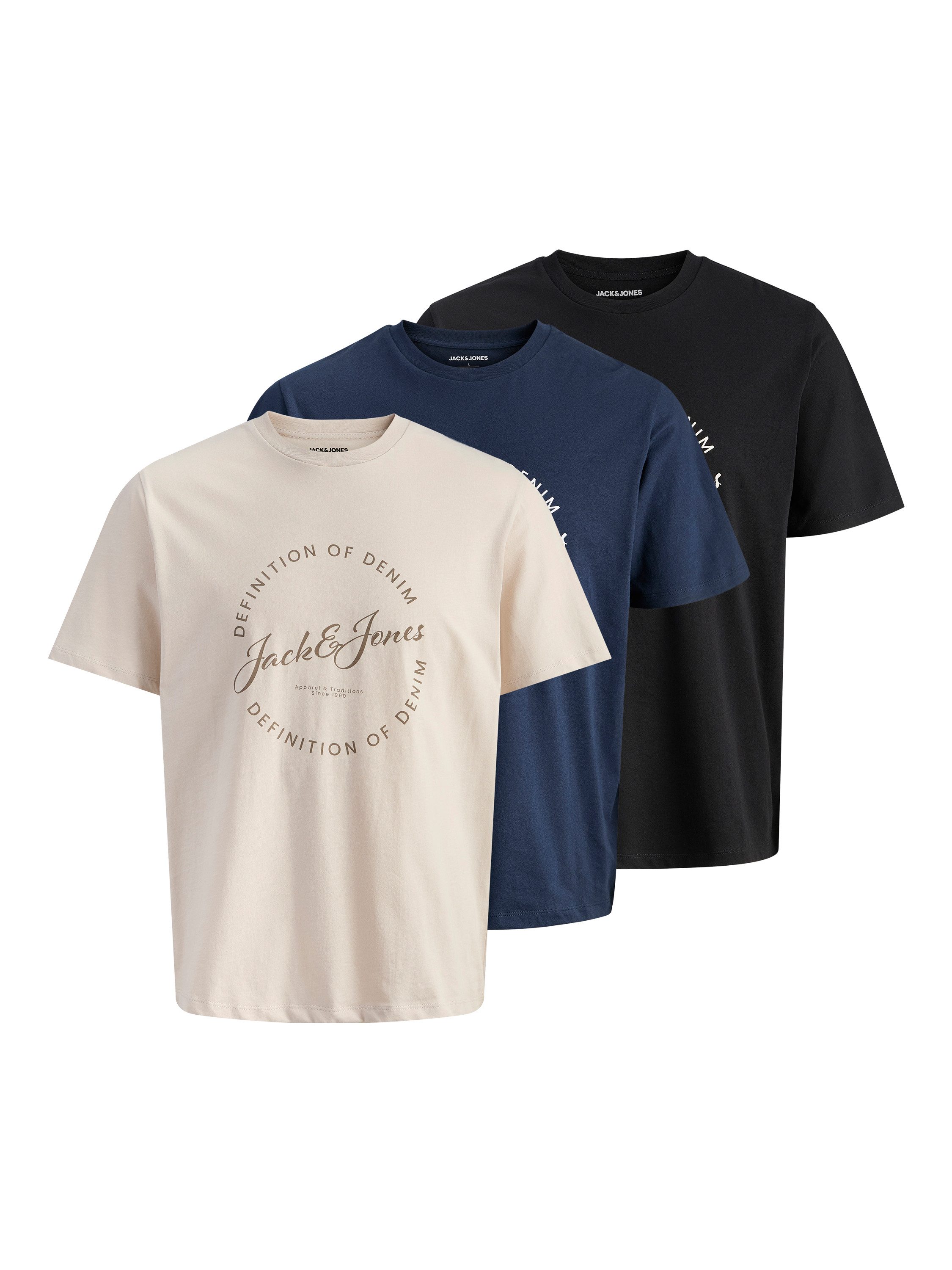 Jack & Jones PlusSize T-Shirt JJGRAYSON TEE SS CREW NECK 3PK MP PLS (Packun günstig online kaufen