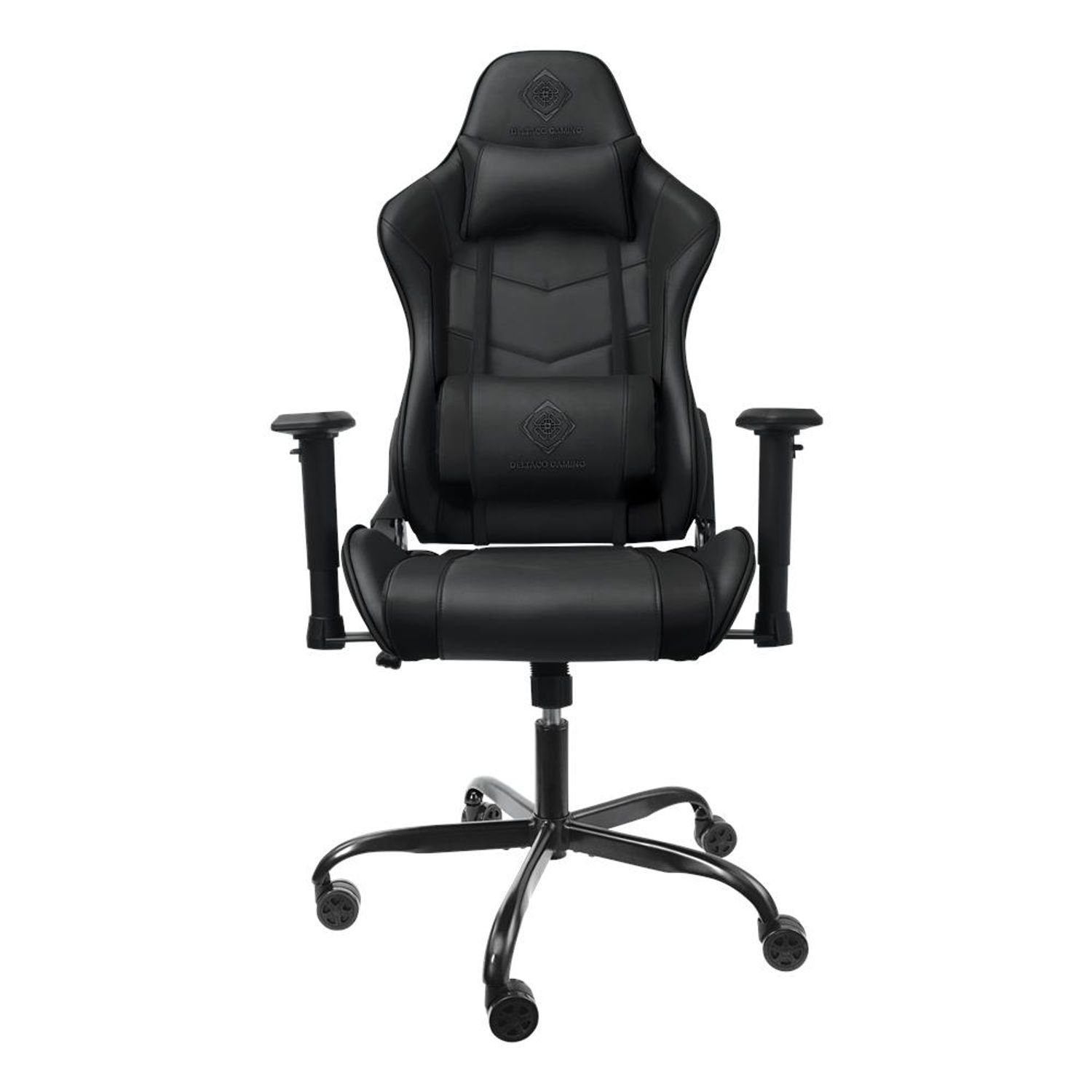 DELTACO Gaming-Stuhl Gaming-Stuhl ergonomisch, hohe Rückenlehne mit Kissen 90kg (kein Set), schw., extra groß, hohe Rückenlehne, inkl. 5 Jahre Herstellergarantie