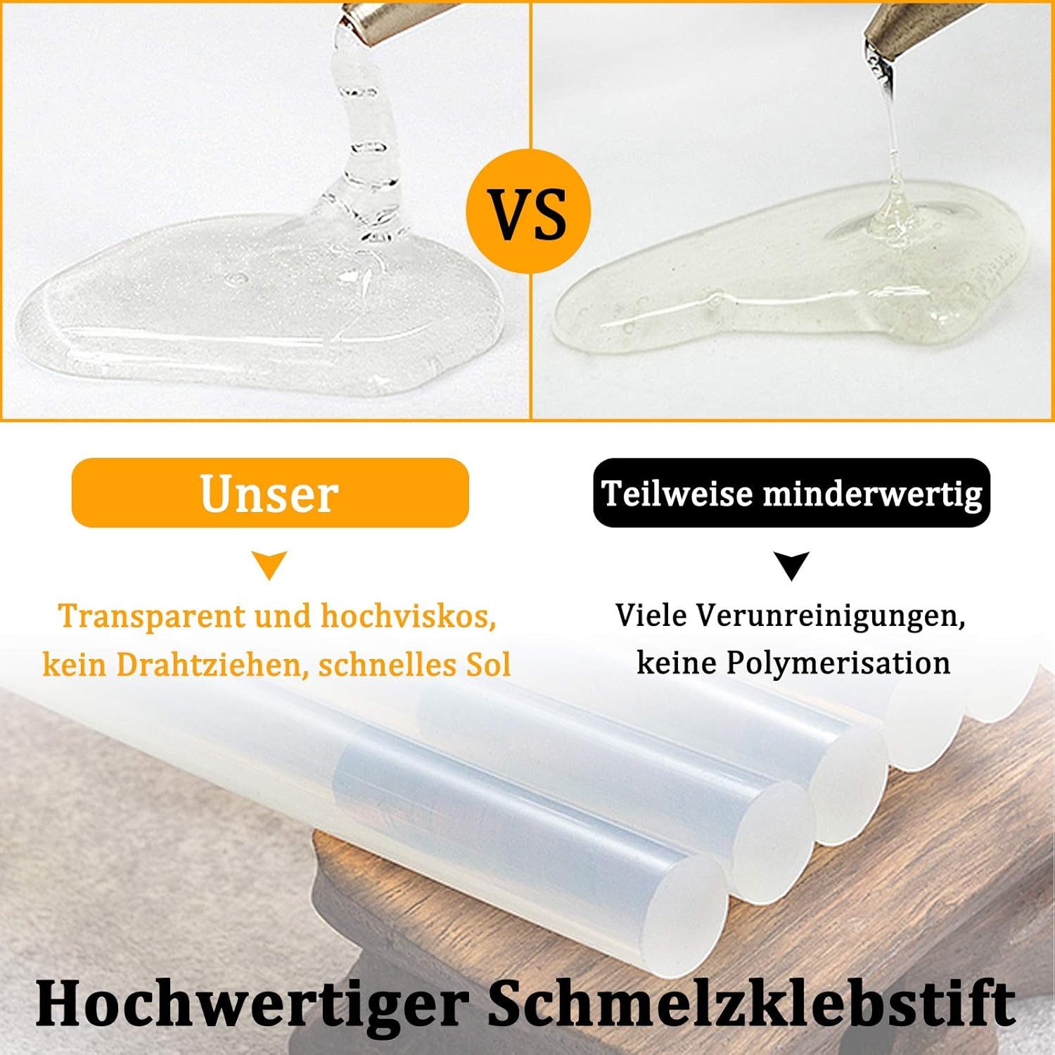 FIVMEN Heißklebepistole Heißklebestifte Heißklebesticks 11x200mm 100 Stück (ca. 2 Kilo), DIY Ersatzsticks Klebesticks – Bild 3 von 5