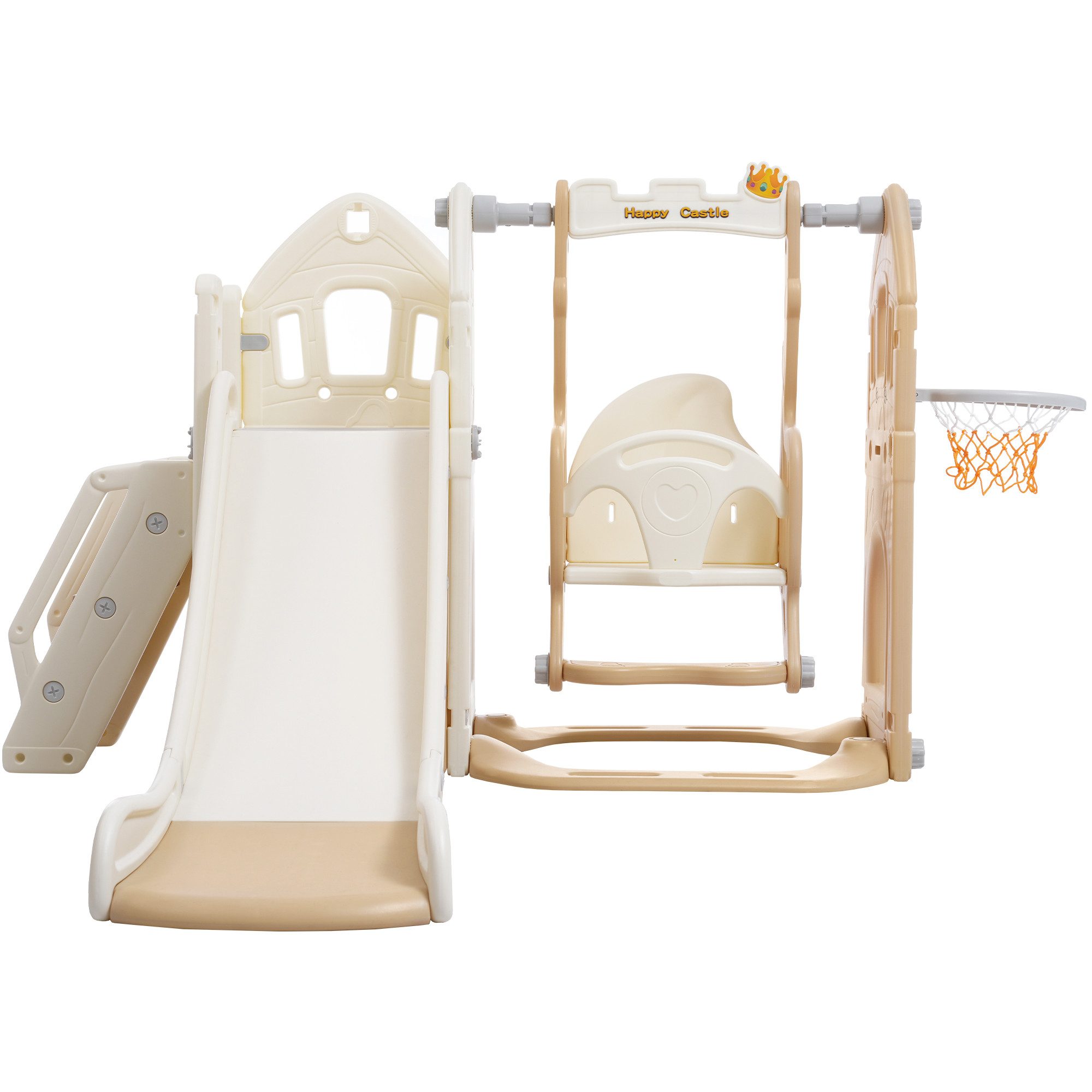 Indoor-Rutsche Rutsche Klettern Schaukel Basketballrahmen 5 in 1 Kinderrutsche